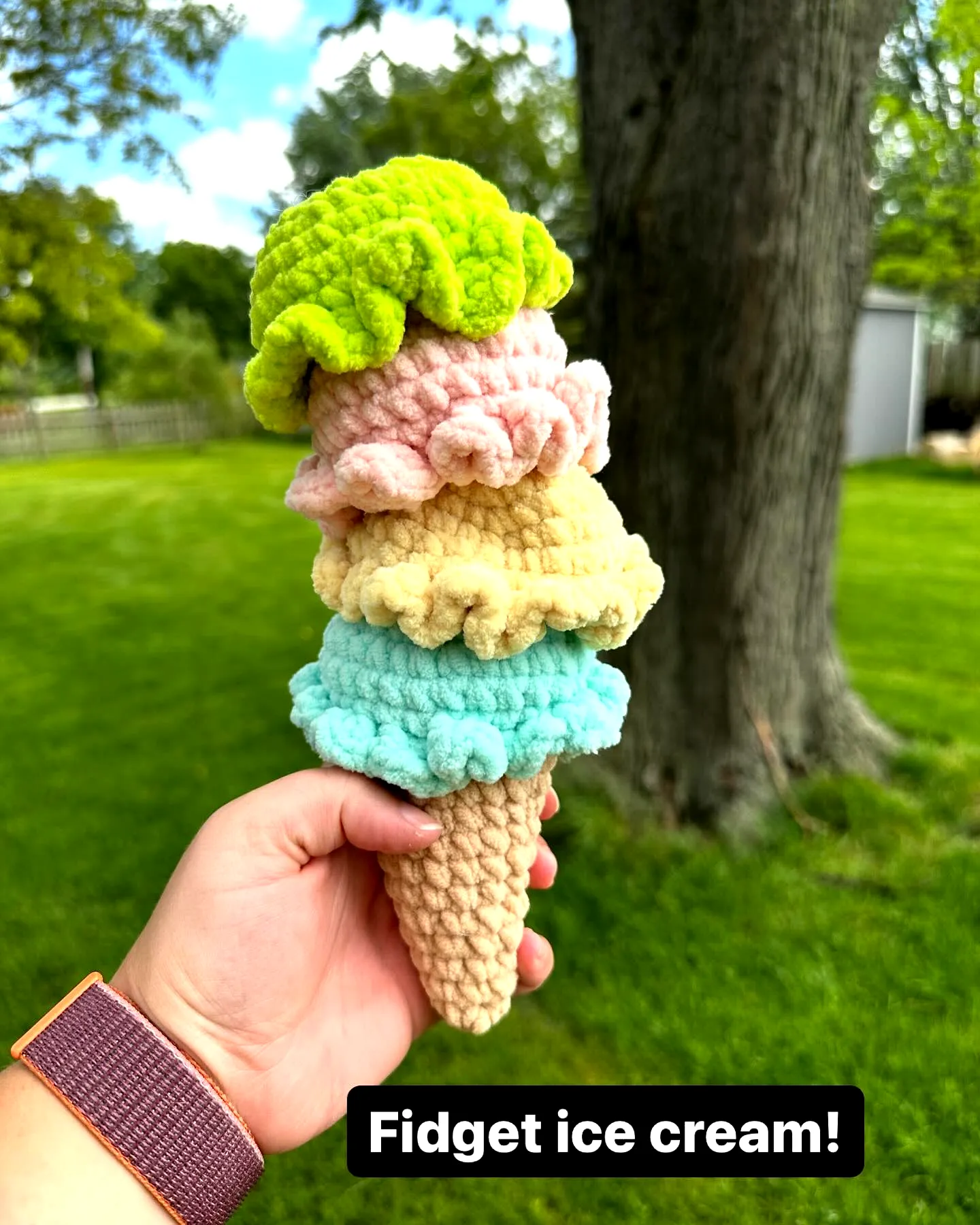 Adorable Crochet Ice Cream Fidget Toy in Colorful Textures