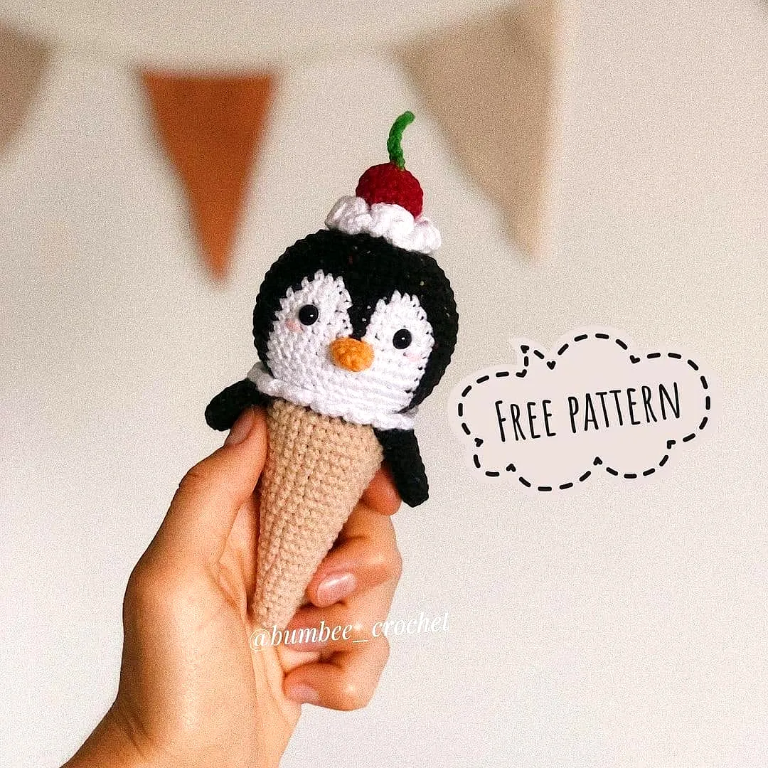 Adorable Crochet Ice Cream Penguin in Vibrant Colors