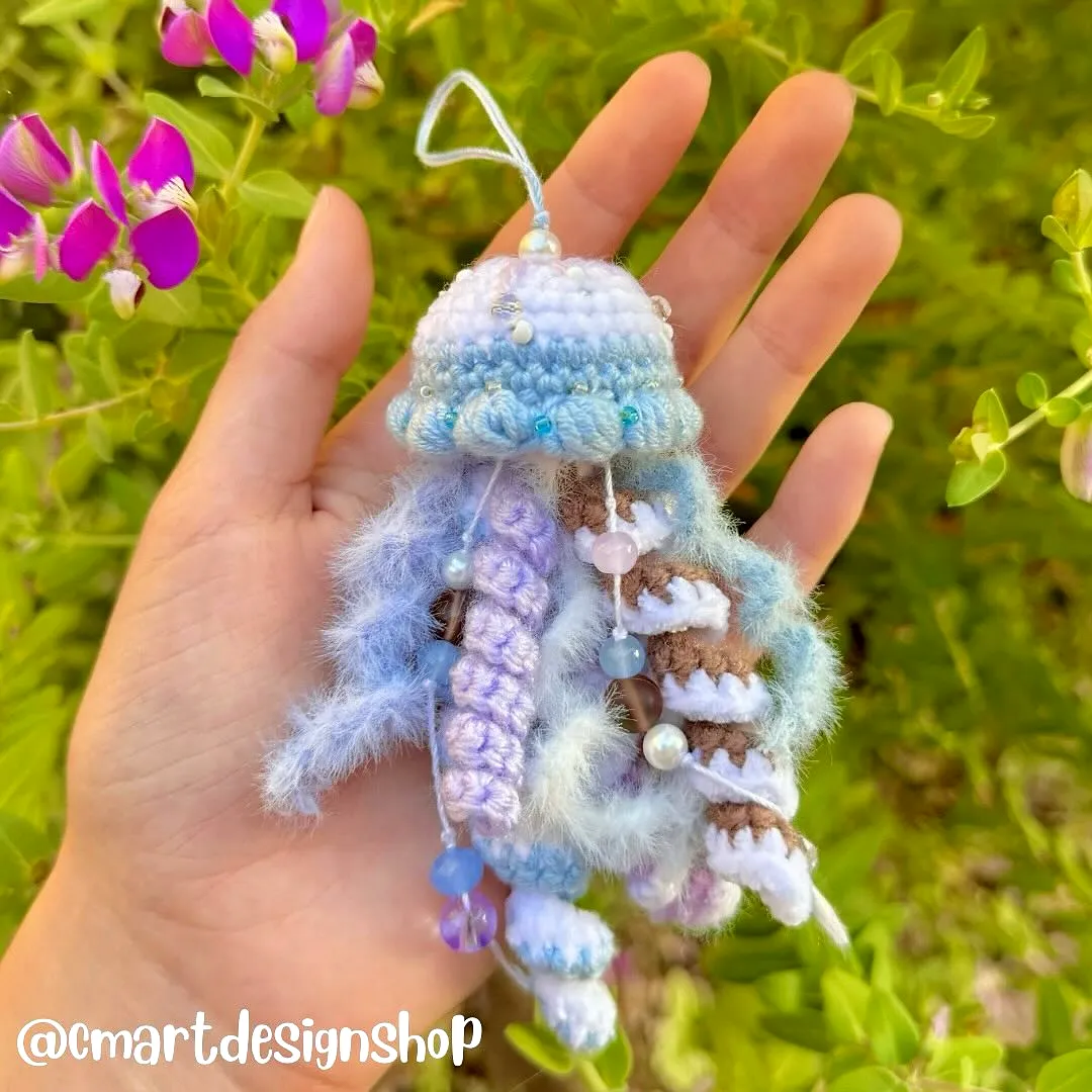 Adorable Crochet Jellyfish in Pastel Colors with Beaded Tentacles