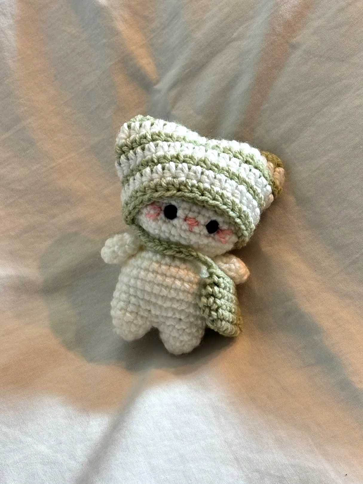 Adorable Crochet Keychain in Pastel Green with Cute Details