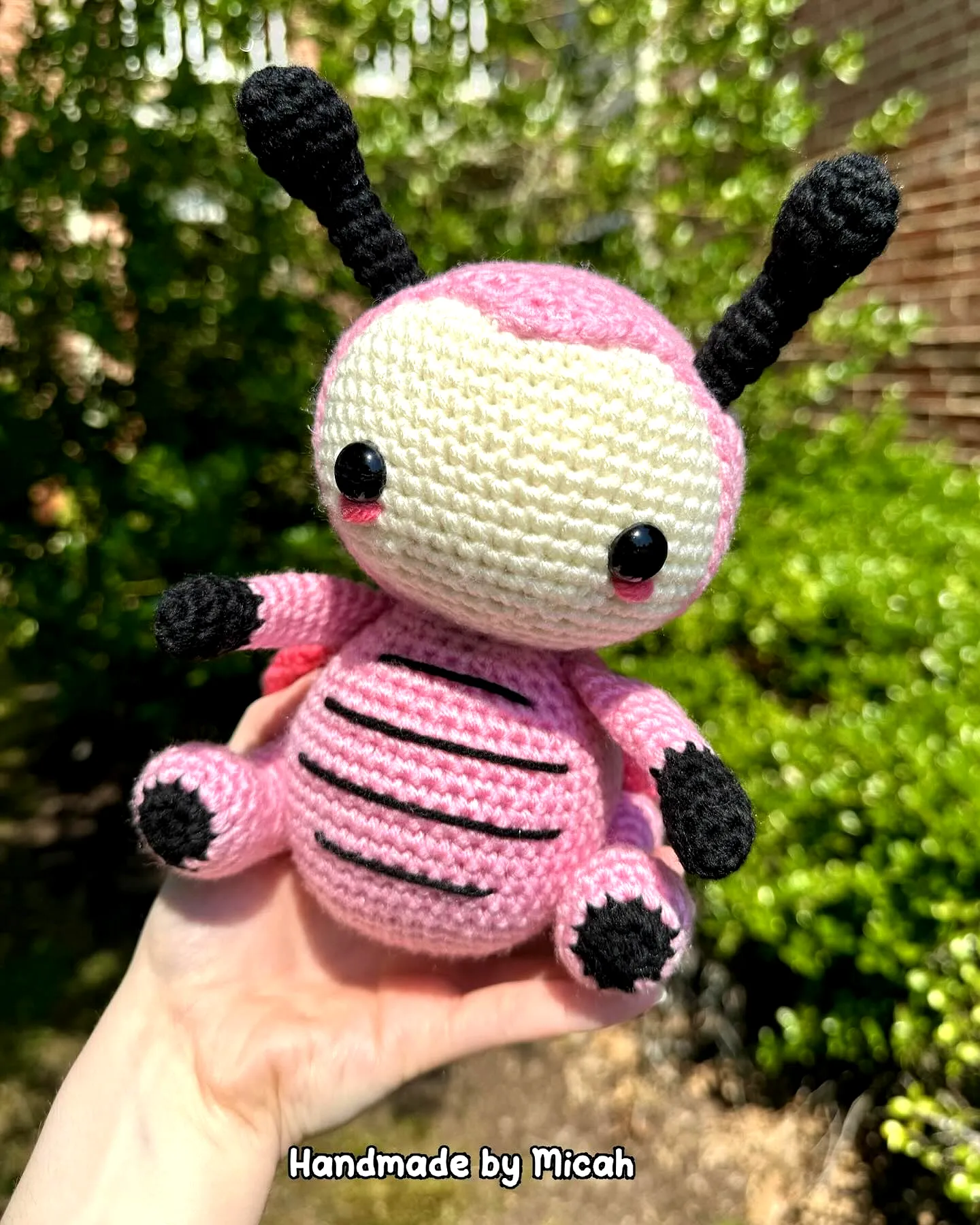 Adorable Crochet Ladybug in Pink with Cute Design Elements