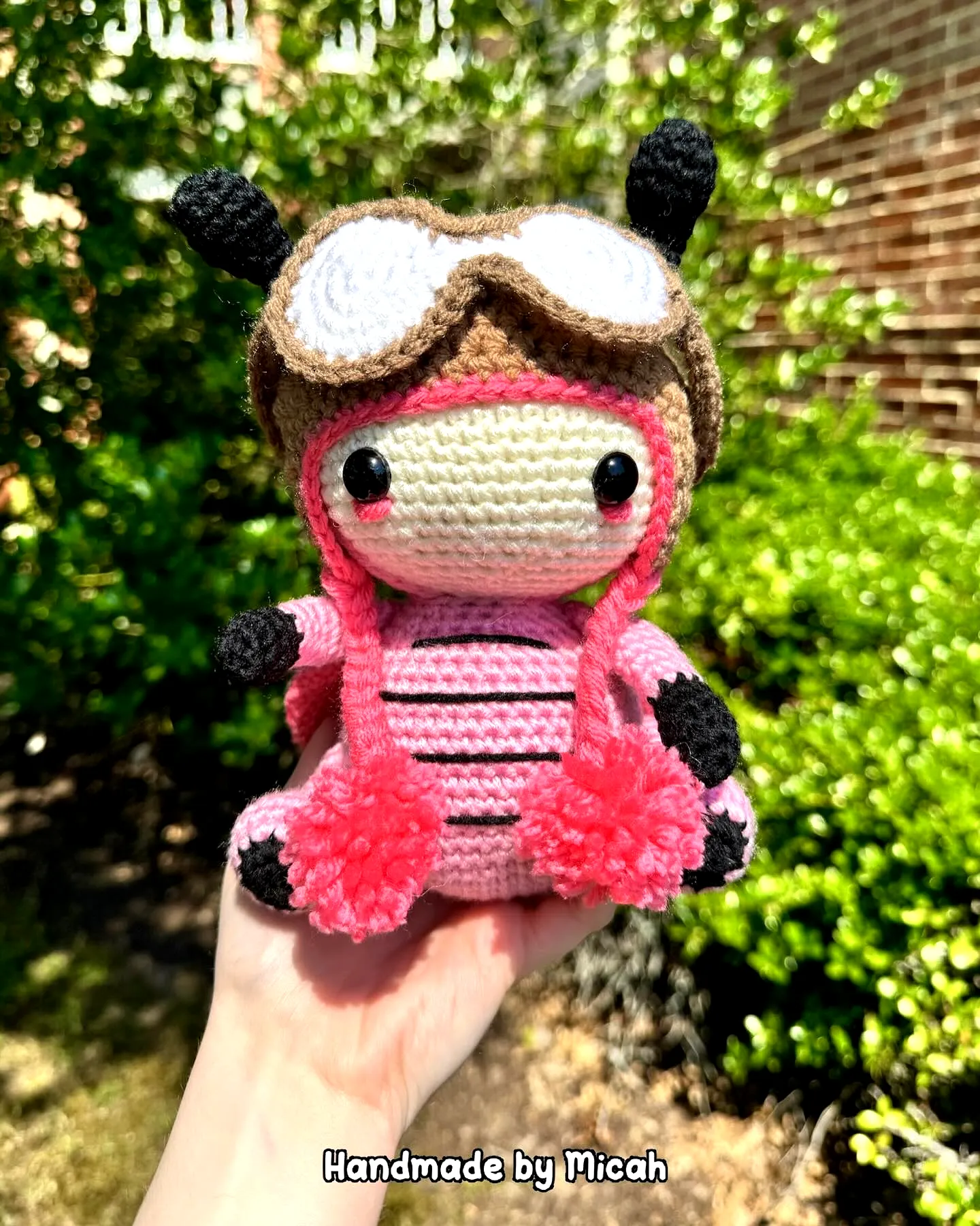 Adorable Crochet Ladybug in Pink with Playful Details