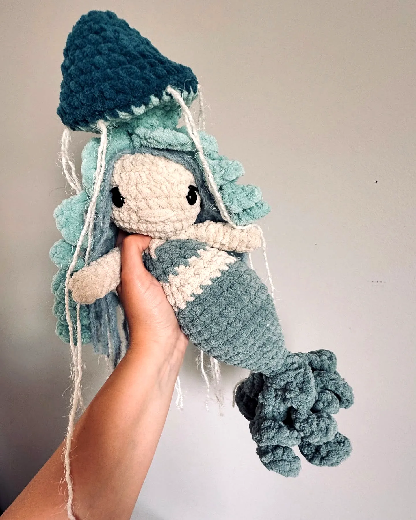 Adorable Crochet Mermaid in Teal and Aqua