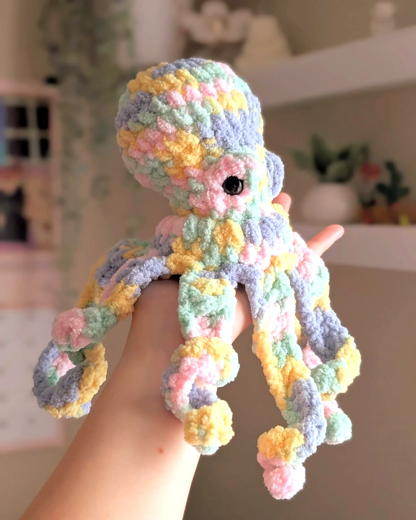 Adorable Crochet Octopus in Pastel Colors with Wavy Tentacles