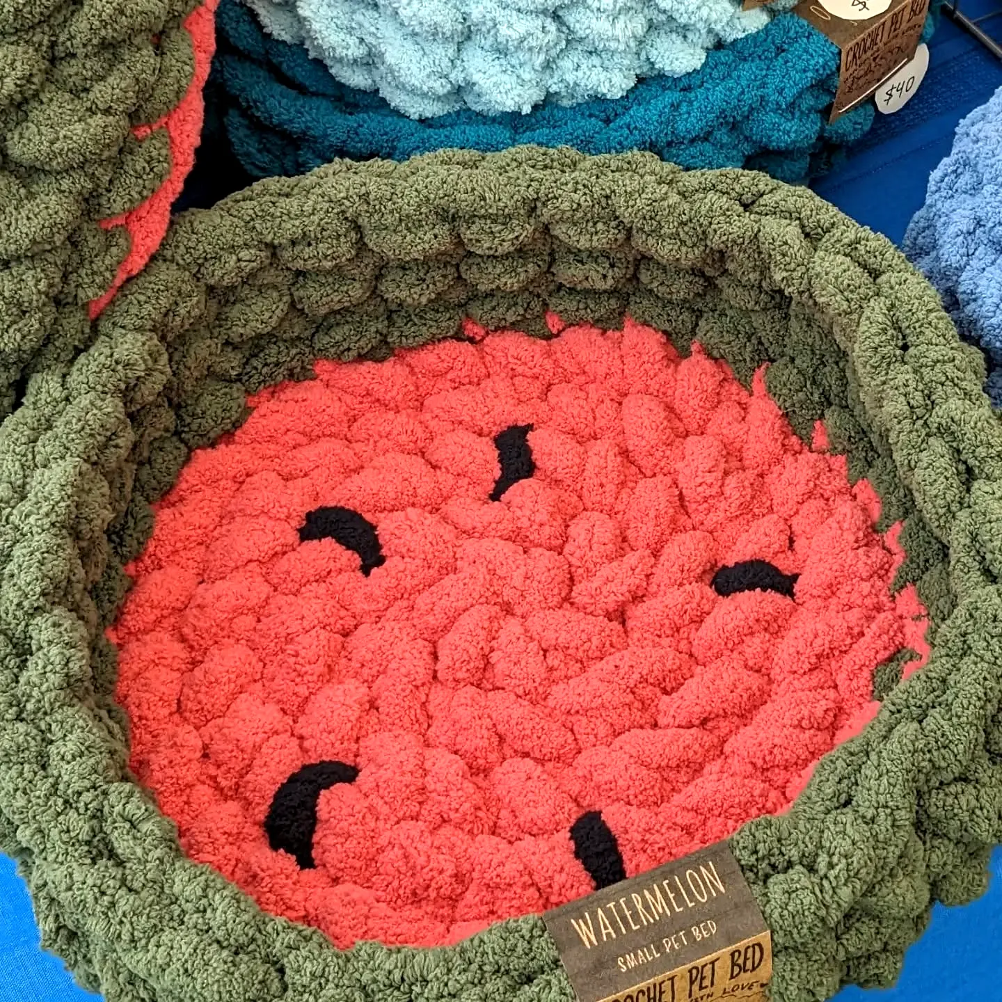 Adorable Crochet Pet Bed in Vibrant Watermelon Style