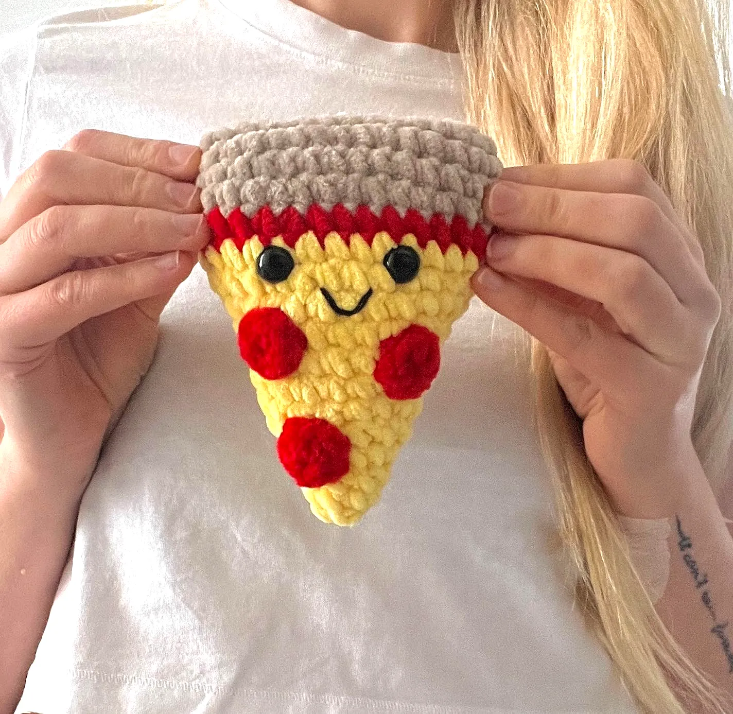 Adorable Crochet Pizza Slice with Cheerful Colors