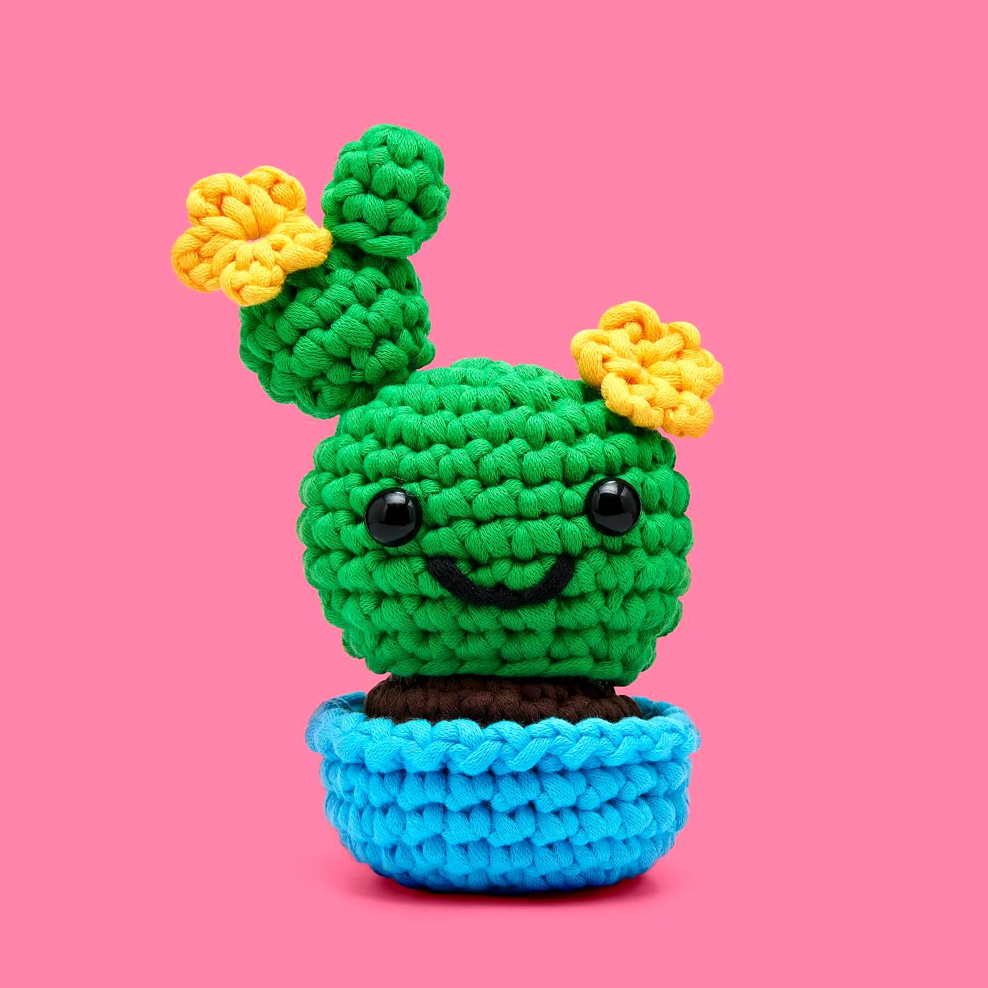 Adorable crochet potted plant cactus in vibrant colors