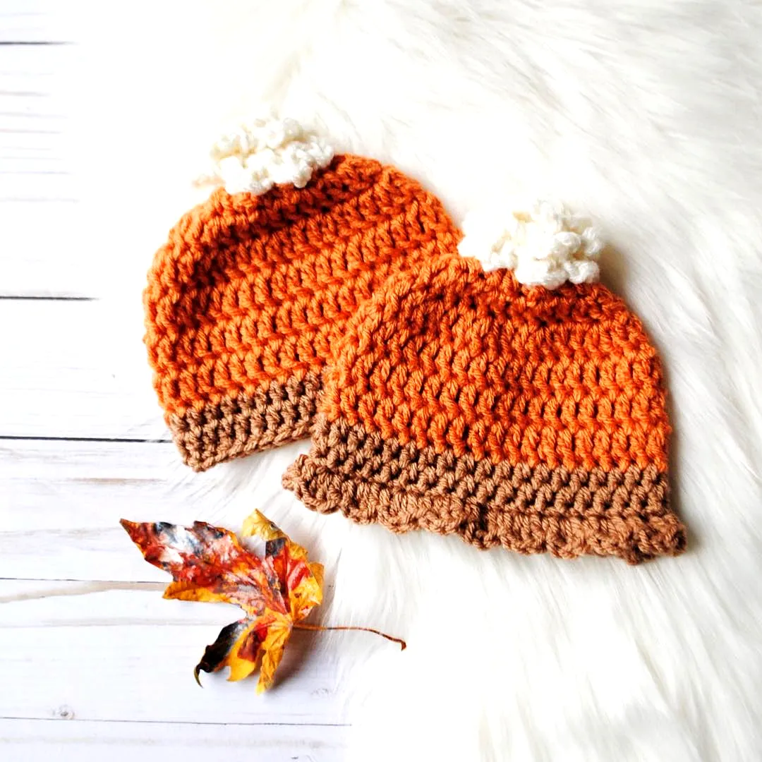 Adorable Crochet Pumpkin Pie Hat Set in Vibrant Orange and Cream