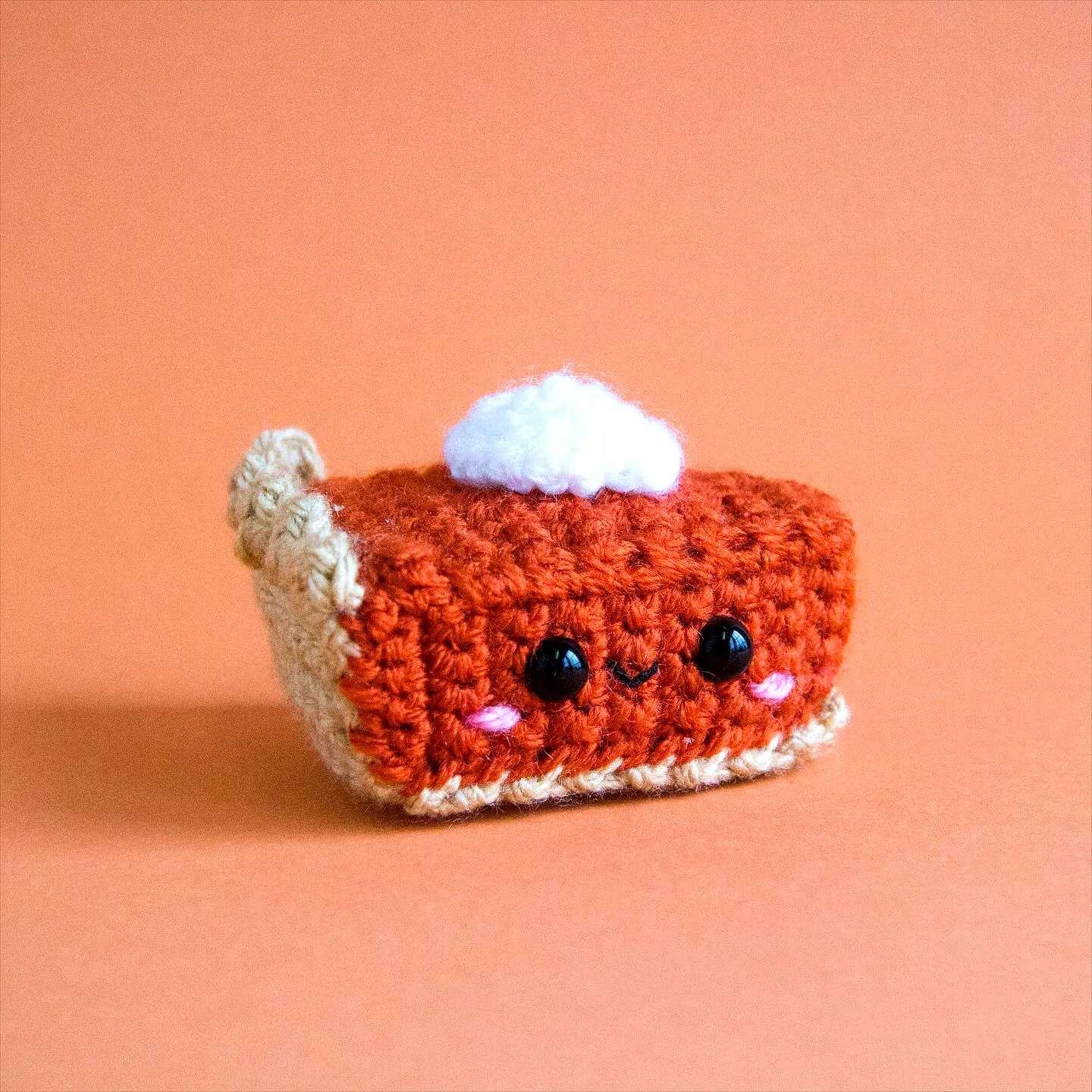 Adorable Crochet Pumpkin Pie Slice in Soft Orange and Beige