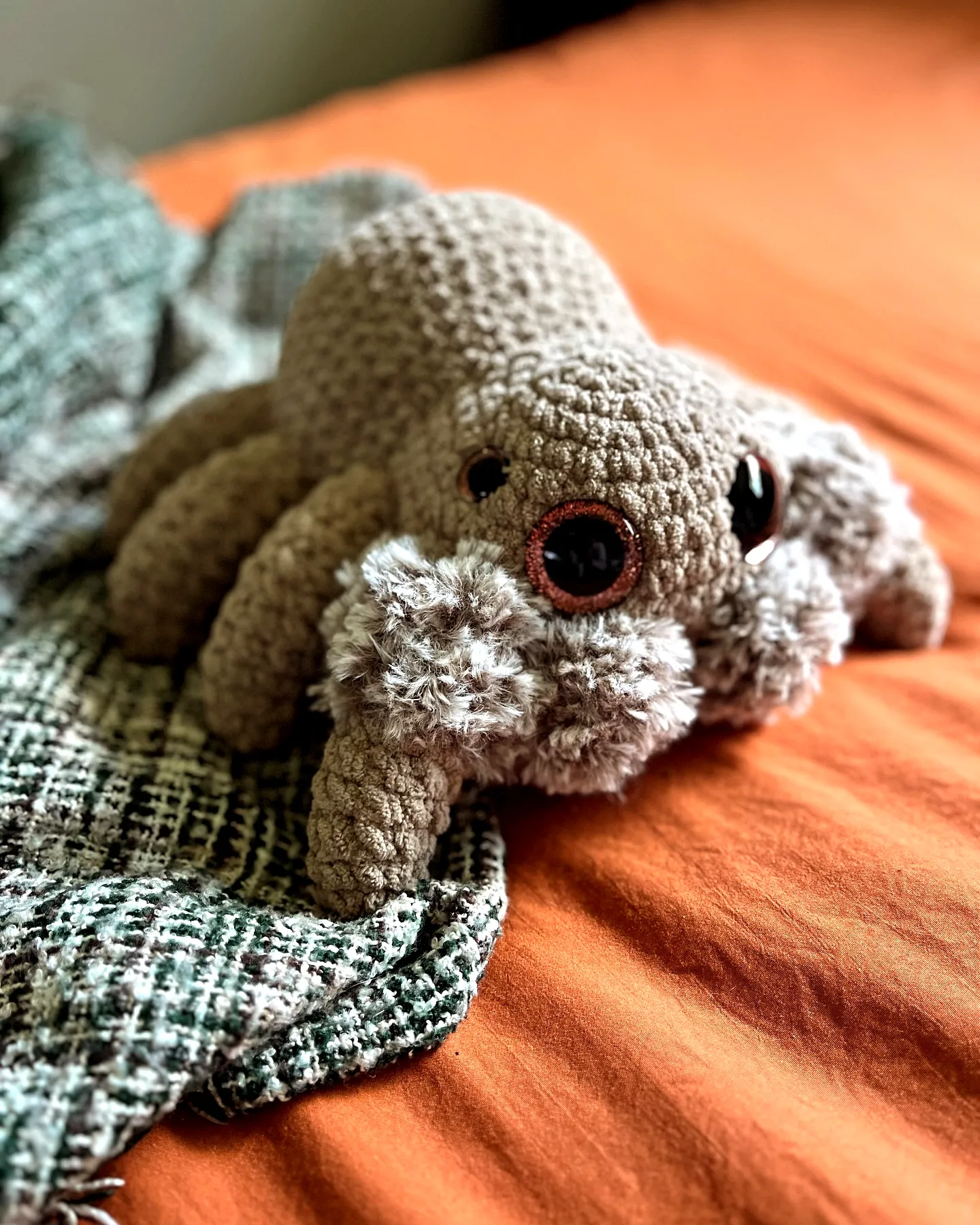 Adorable Crochet Spider Plush Toy in Neutral Brown
