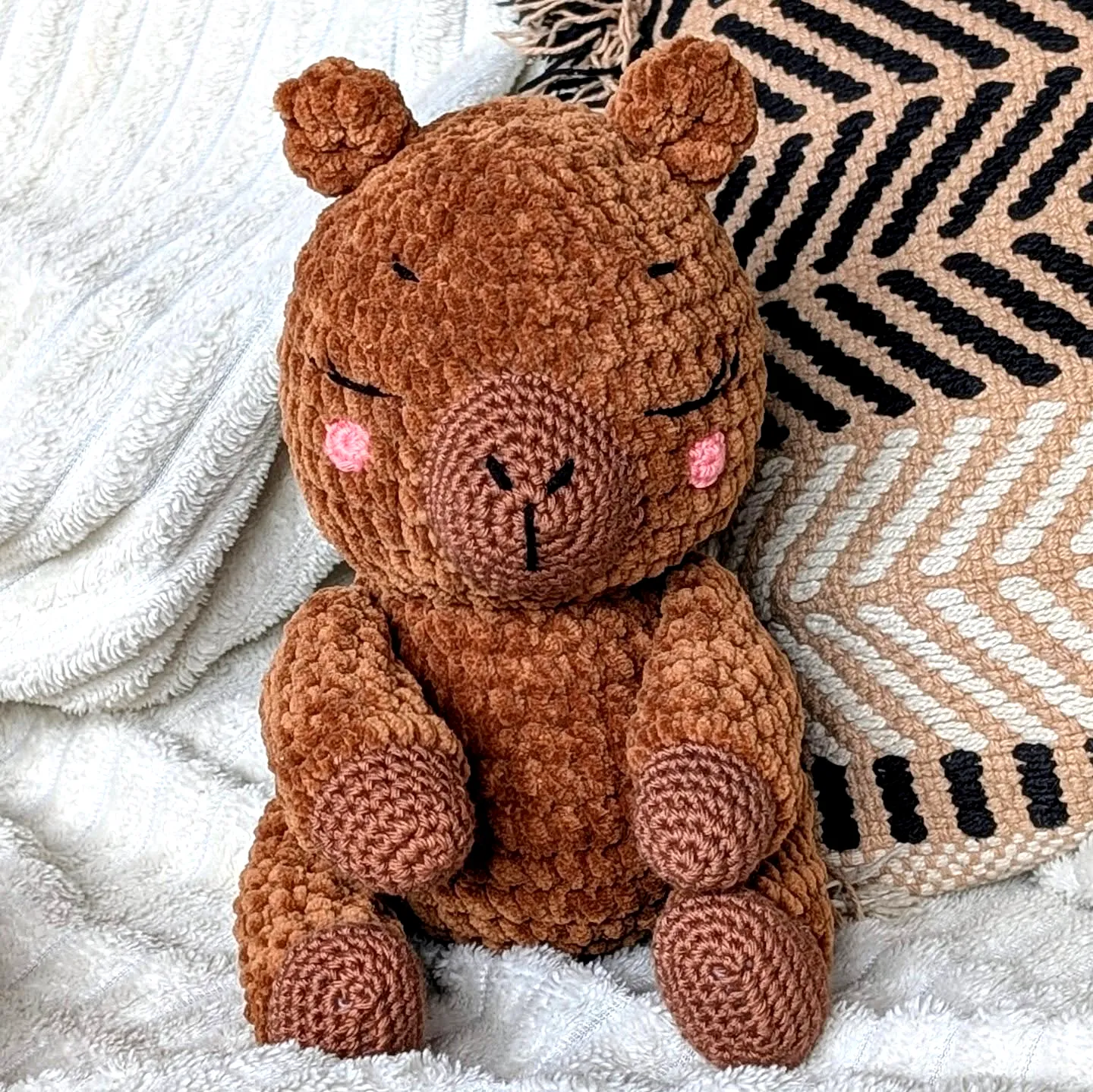 Adorable Crochet Stuffed Animal Brown Bear in Plush Style