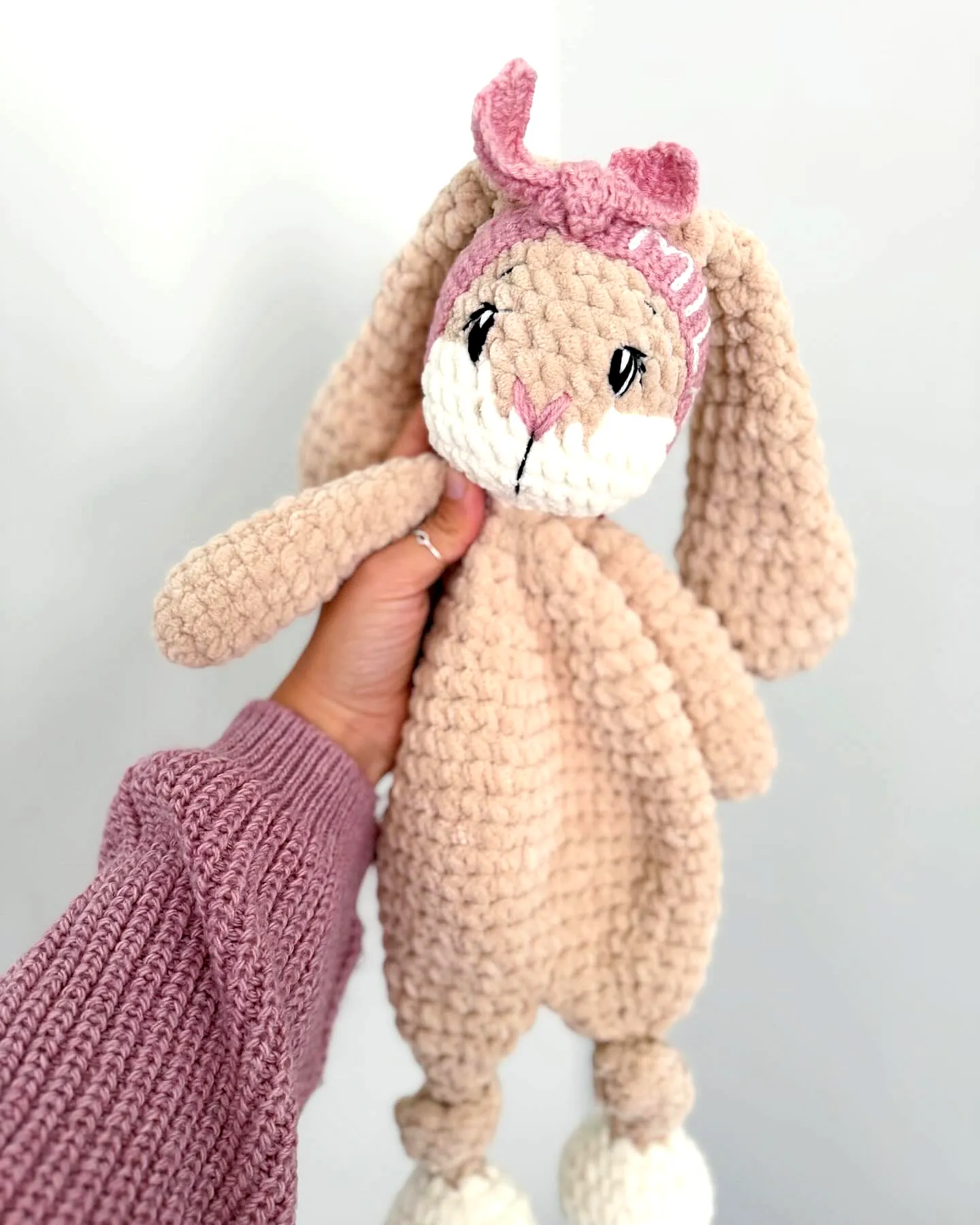 Adorable Crochet Stuffed Animal Bunny in Soft Beige and White