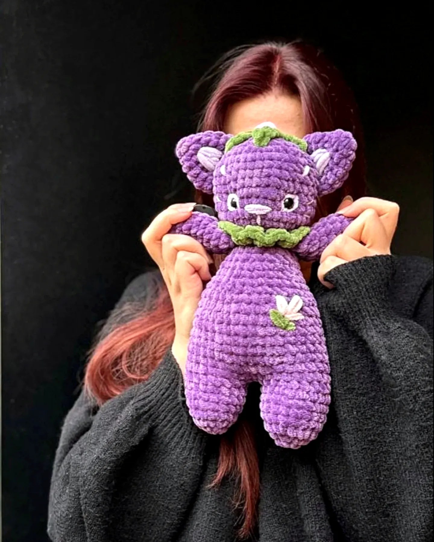 Adorable Crochet Stuffed Animal in Vibrant Purple Yarn