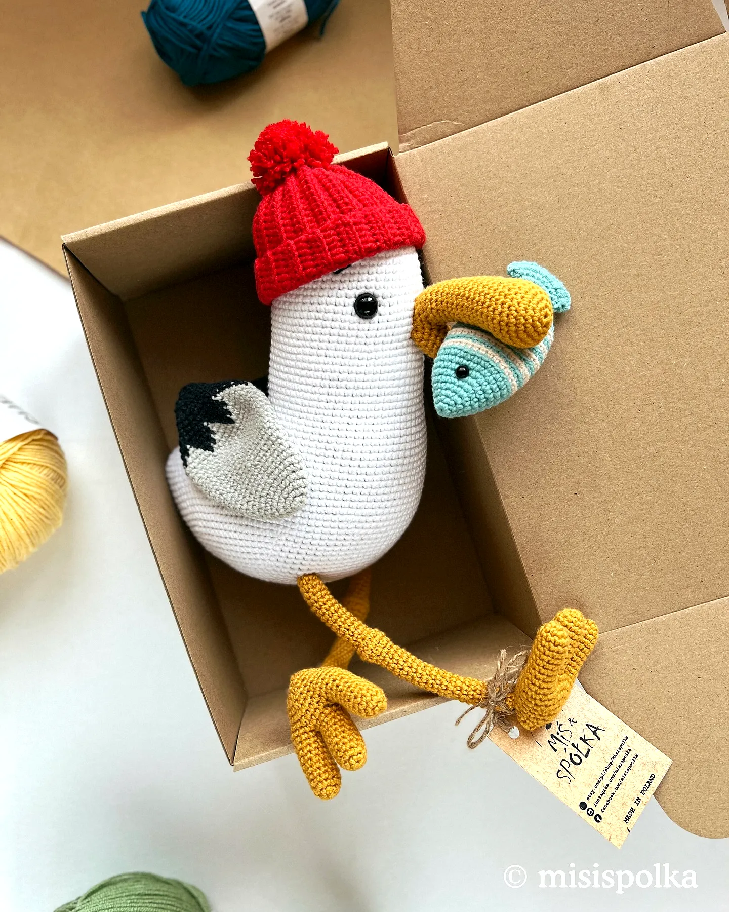 Adorable Crochet Stuffed Animal Stork with Colorful Design