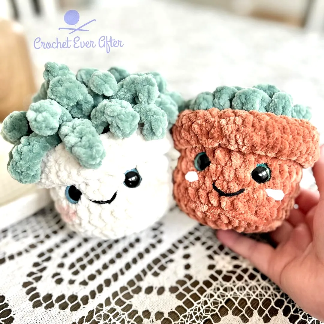 Adorable Crochet Succulent Set in Soft Green and Terracotta