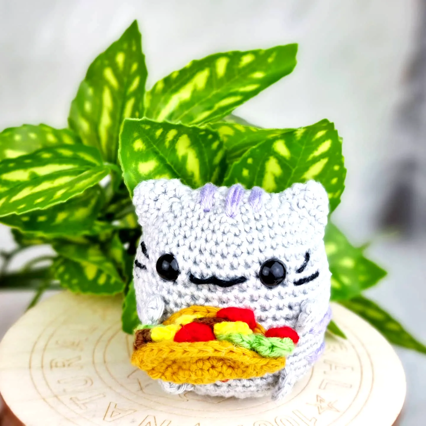 Adorable Crochet Taco Plush Cat in Vibrant Colors