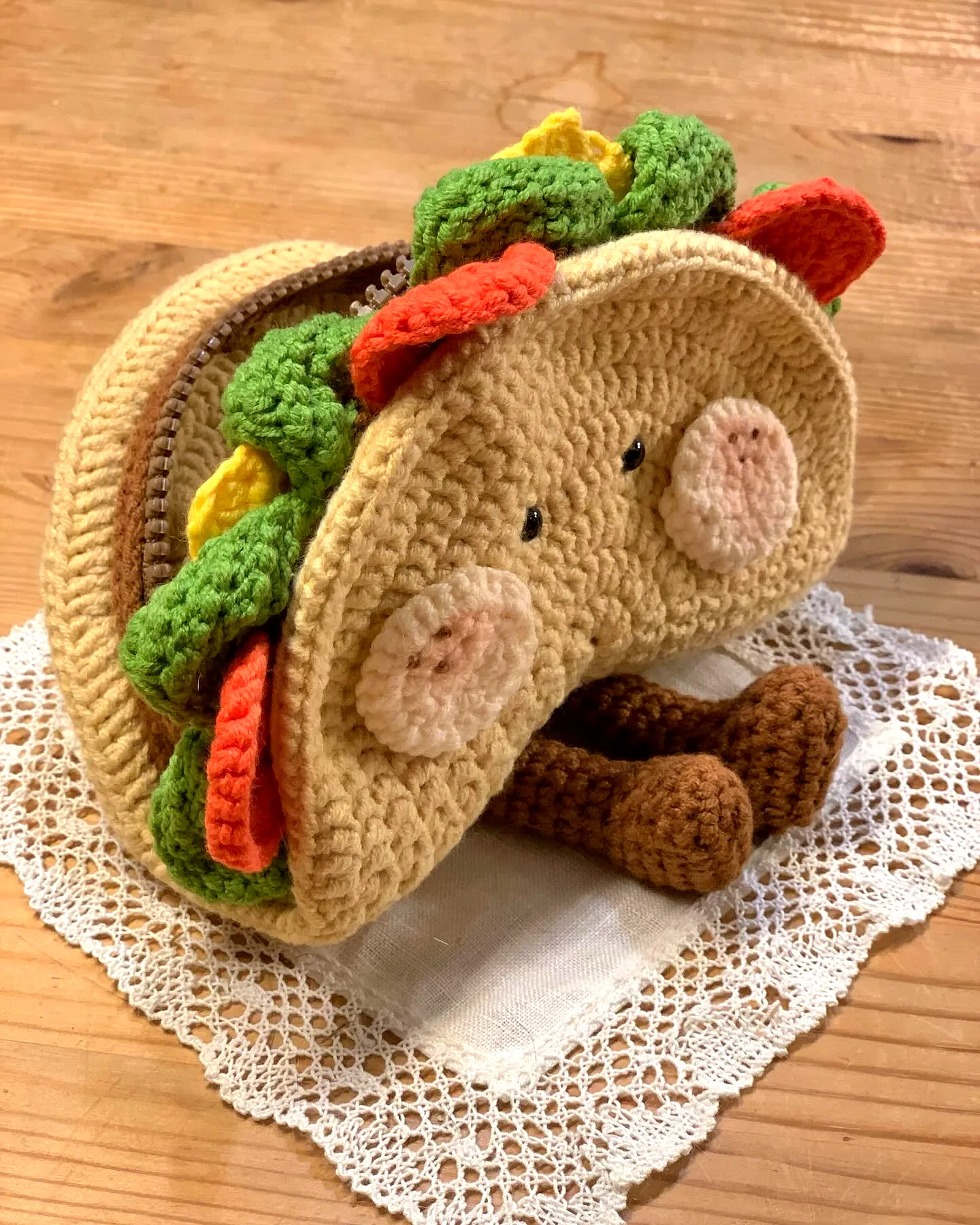 Adorable Crochet Taco Zipper Pouch in Vibrant Colors