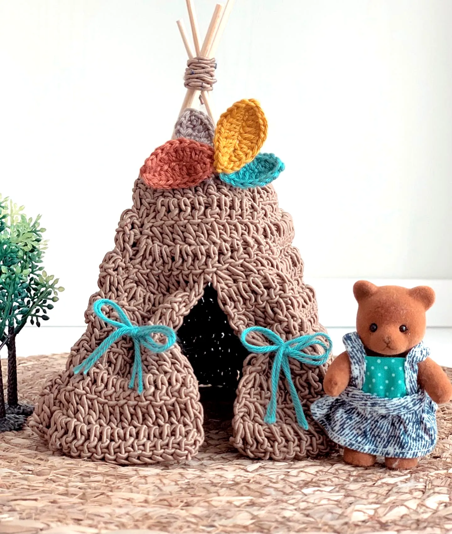 Adorable Crochet Tent Playhouse in Soft Brown Yarn
