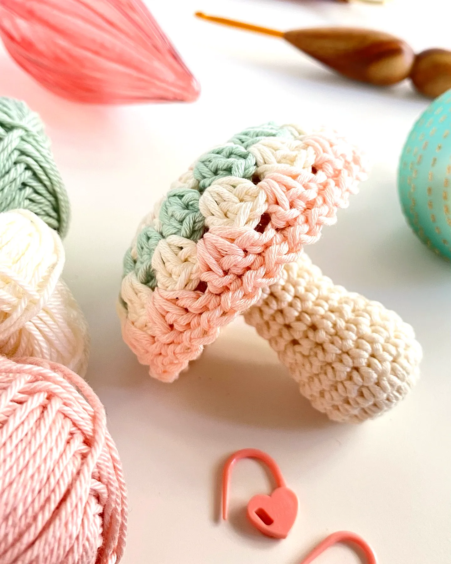 Adorable Crochet Toadstool in Soft Pastel Colors for Crafters