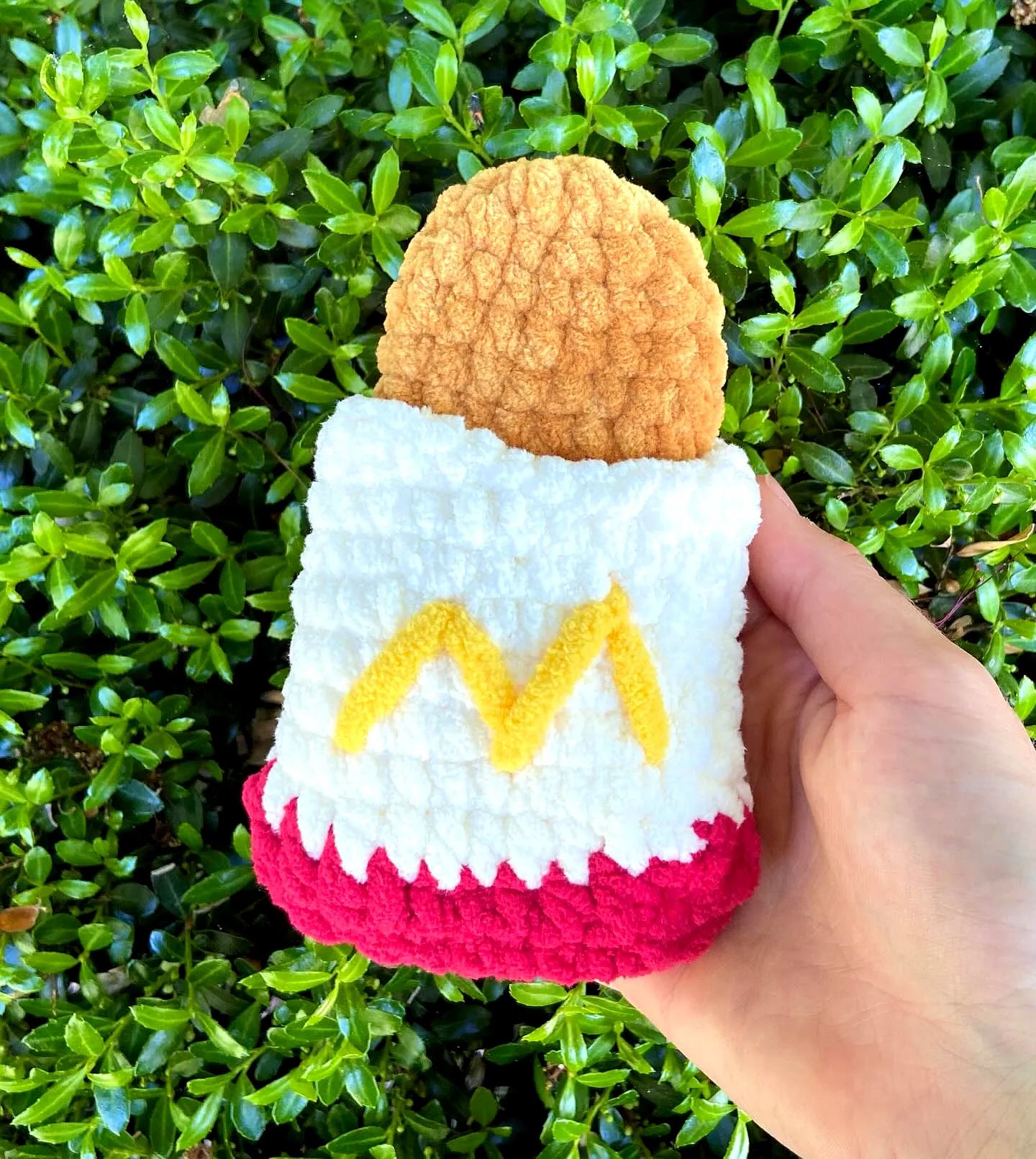Adorable Crochet Toy in Vibrant Red Yellow and Brown