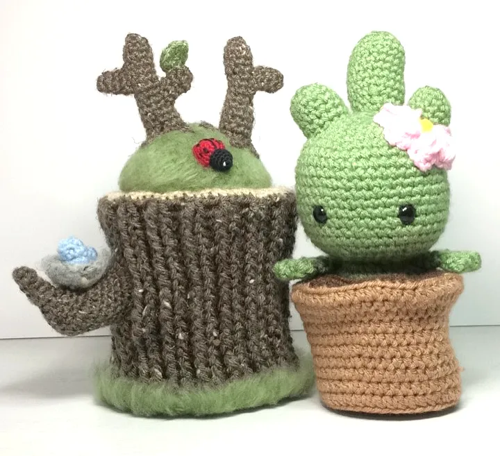 Adorable Crochet Tree Sculpture in Vibrant Green and Brown