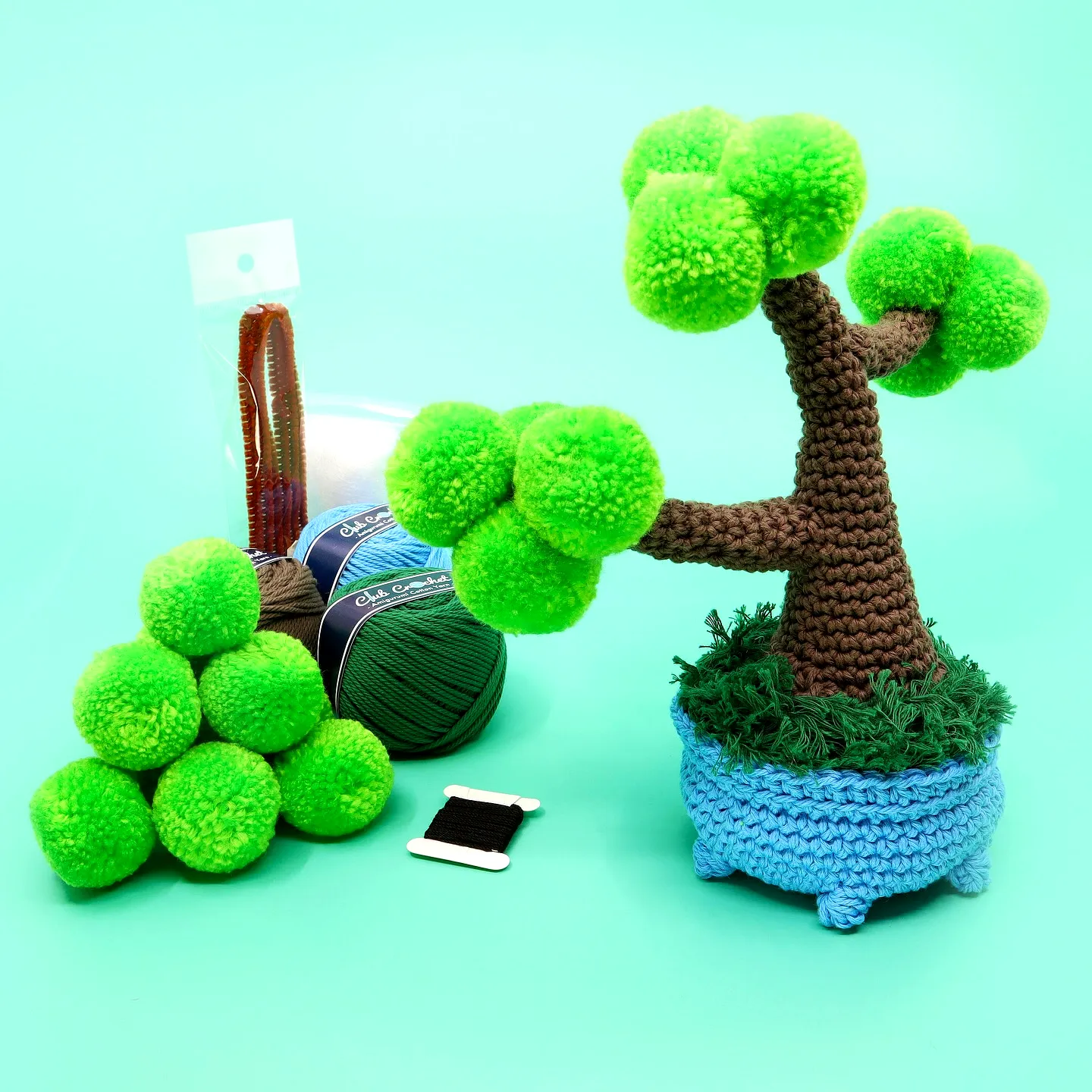 Adorable Crochet Tree with Brown Trunk and Colorful Foliage