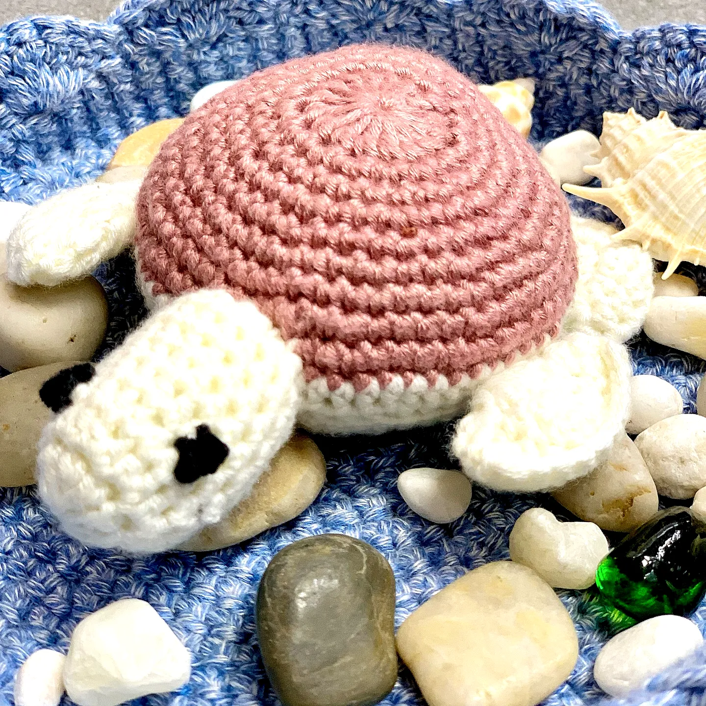 Adorable Crochet Turtle in Pink and White