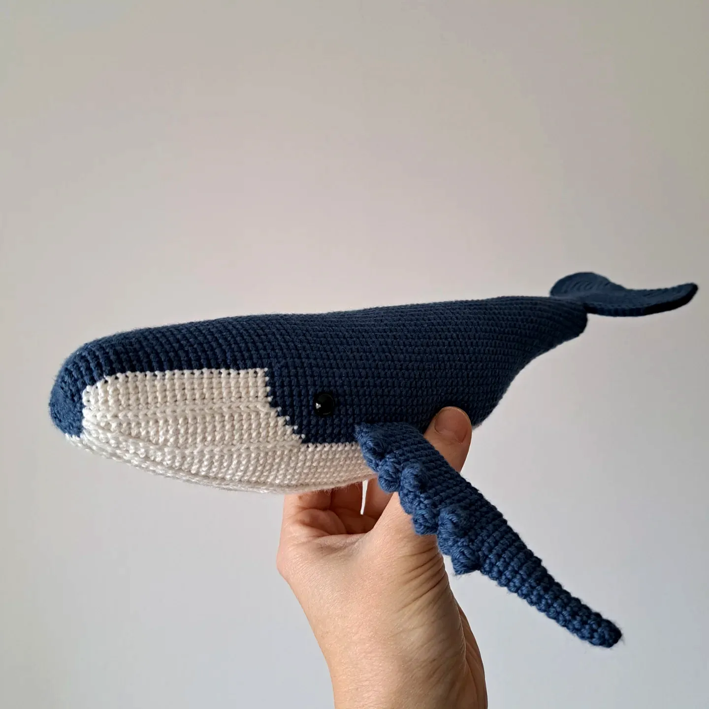 Adorable Crochet Whale in Deep Navy with Cute Fins
