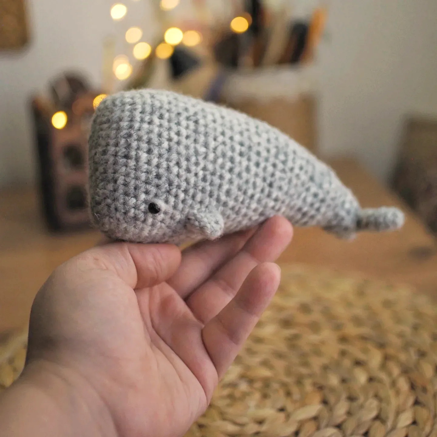 Adorable Crochet Whale in Soft Gray