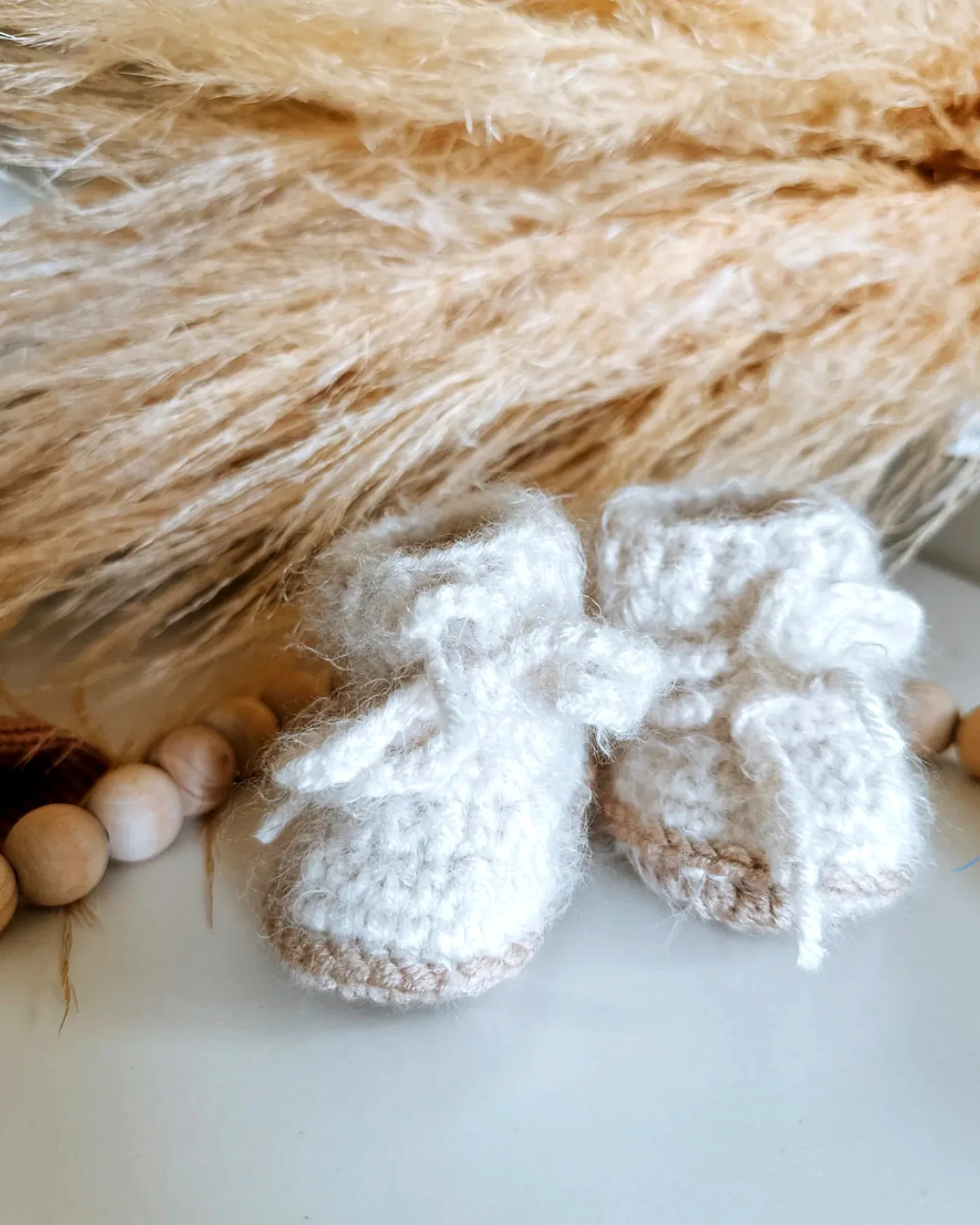 Adorable Easy Crochet Baby Booties in Creamy White