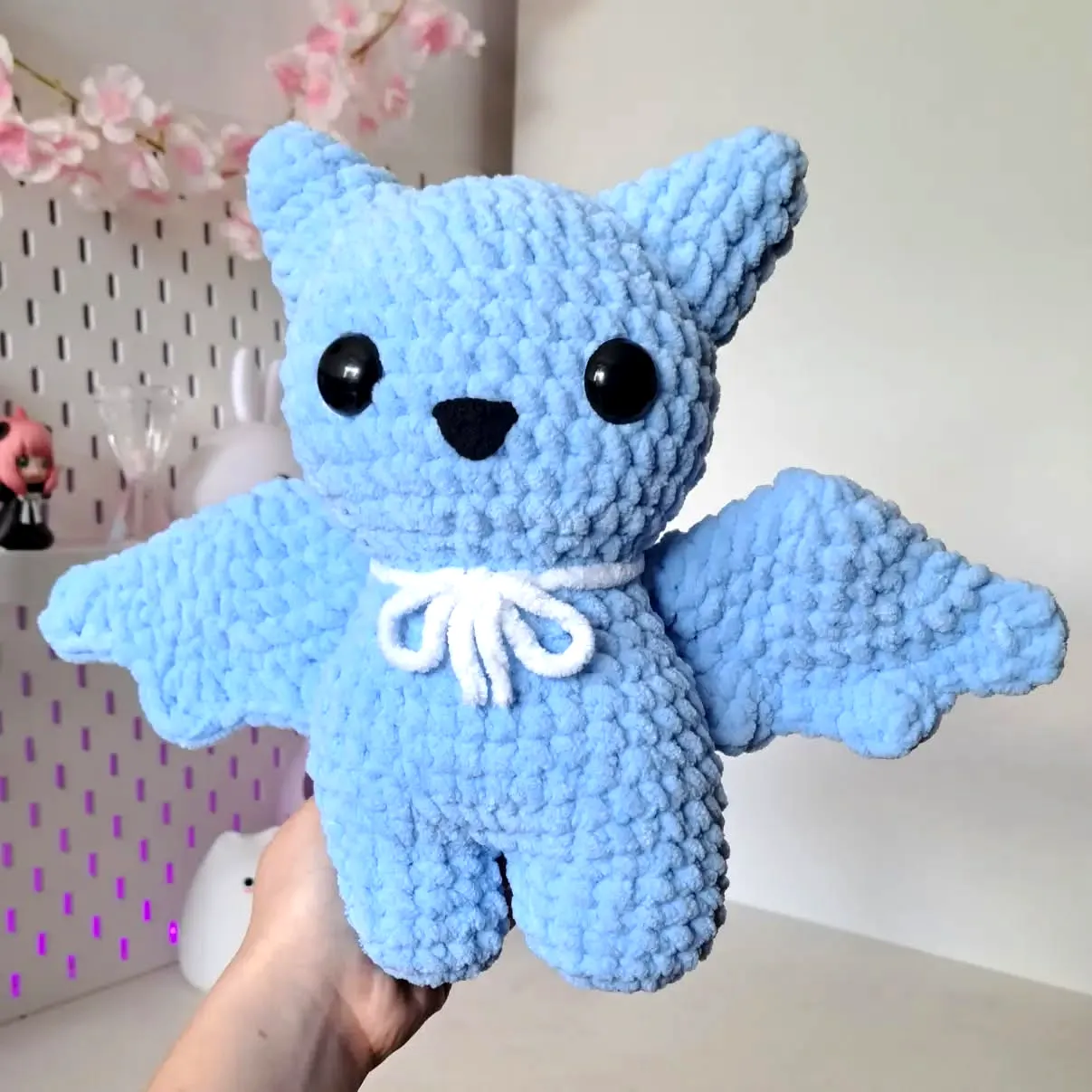 Adorable Easy Crochet Bat in Pastel Blue with Cute Details
