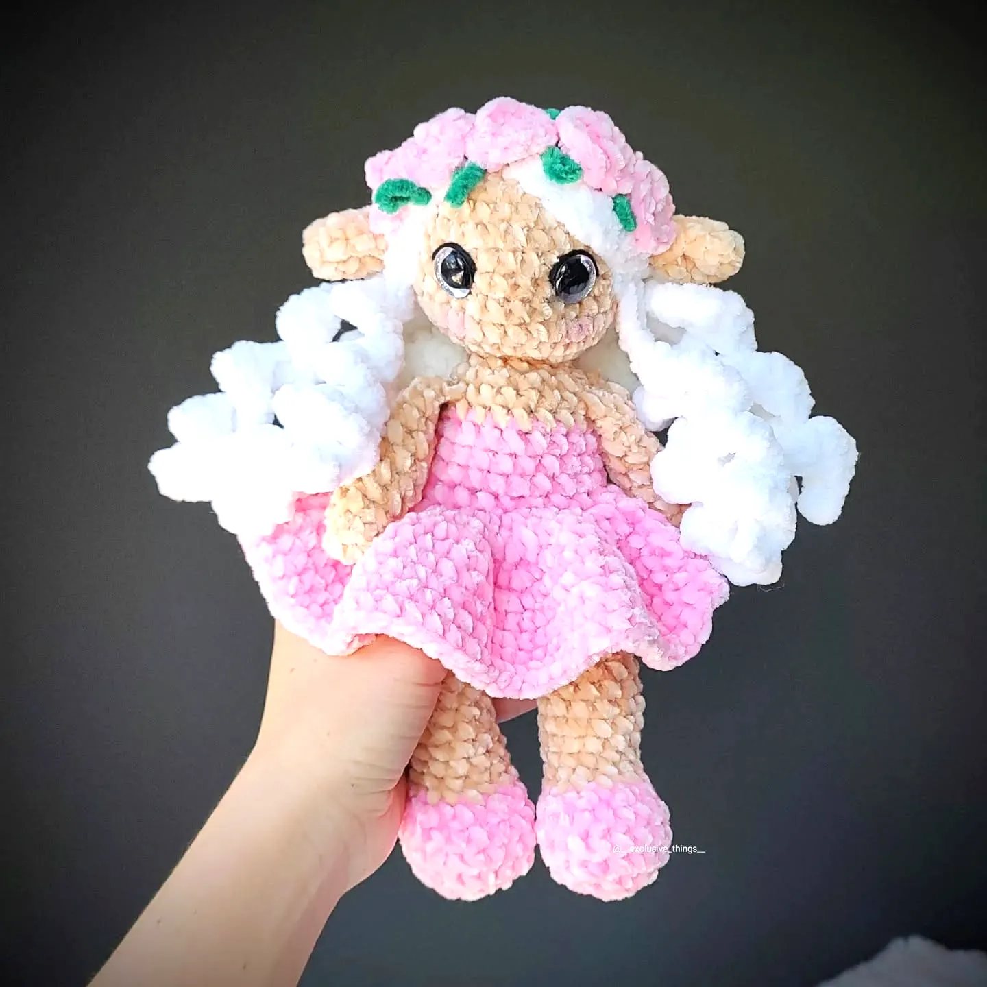 Adorable easy crochet fairy plush doll in pink and green