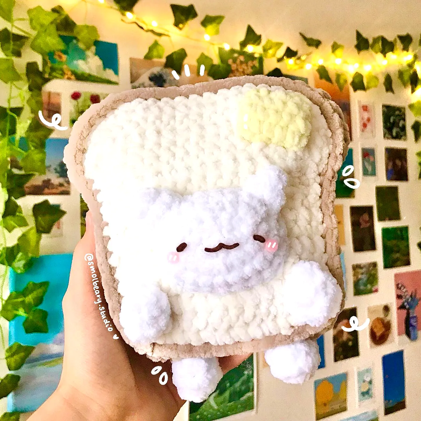 Adorable Easy Crochet Toast with Cute Cat Design and Butter Pat