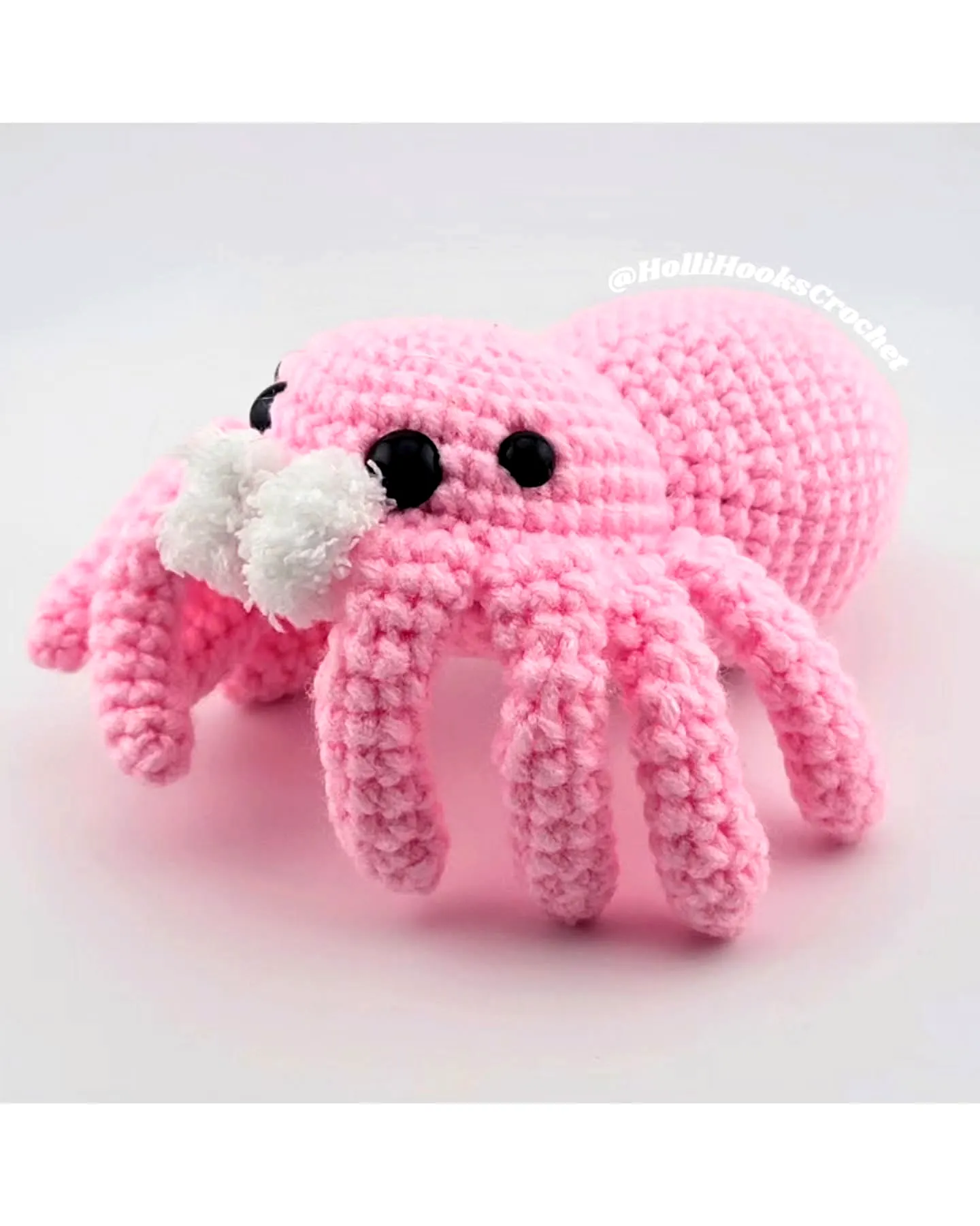 Adorable Pink Crochet Spider with Flexible Legs