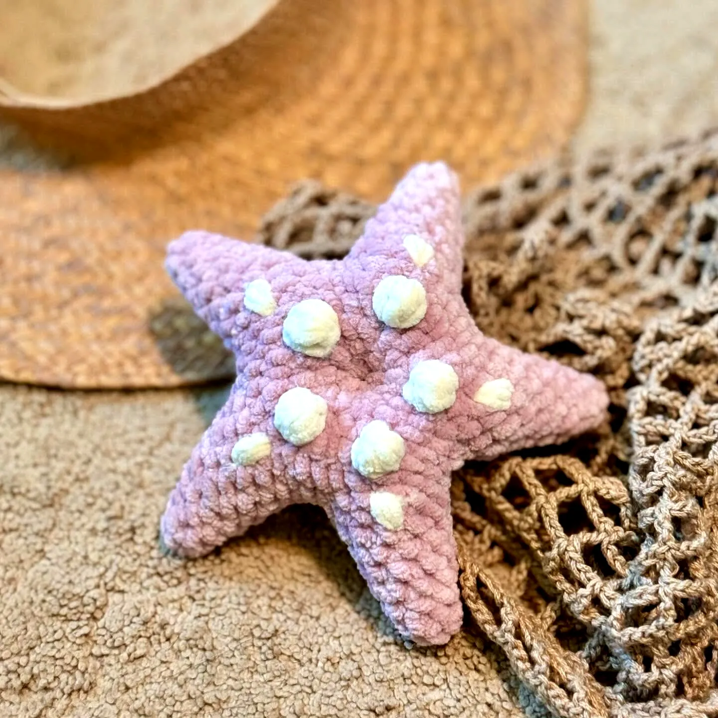 Adorable Pink Crochet Starfish with White Accents for Beginners