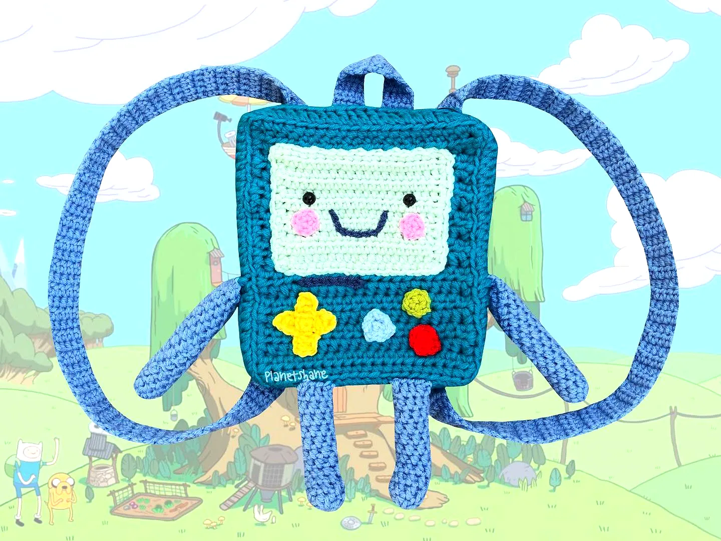 Adorable Vibrant Crochet Backpack with Cute Face and Adjustable Straps