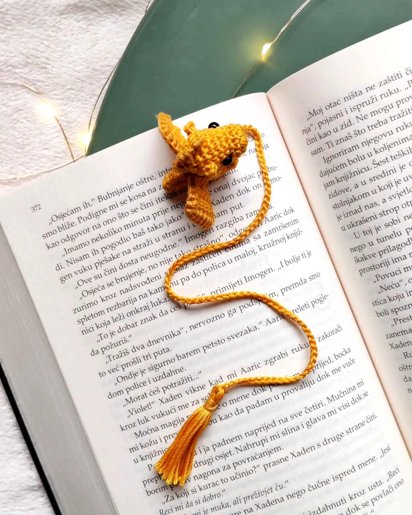 Adorable Vibrant Yellow Crochet Bookmark with Playful Tassel