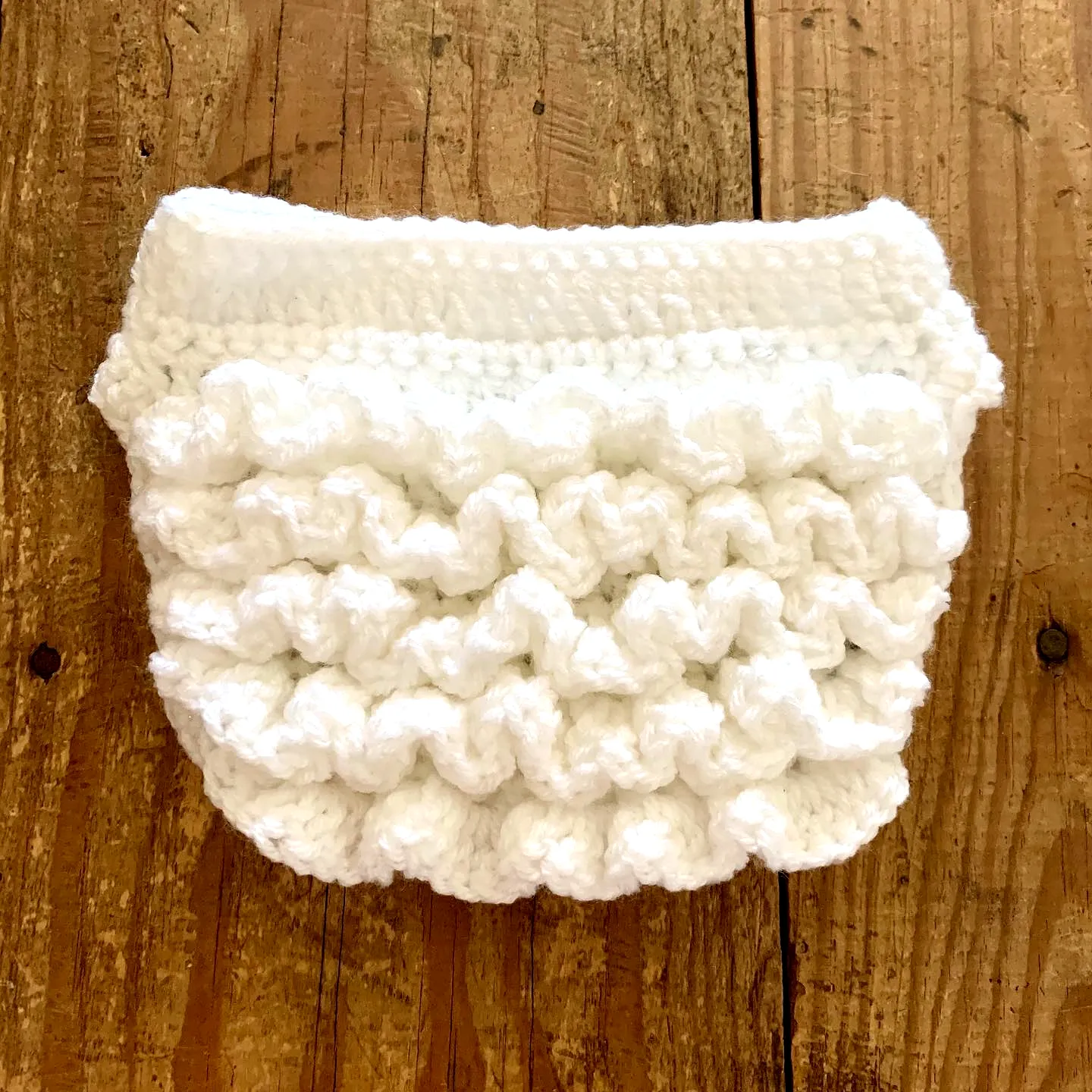 Adorable White Crochet Diaper Cover with Ruffled Design