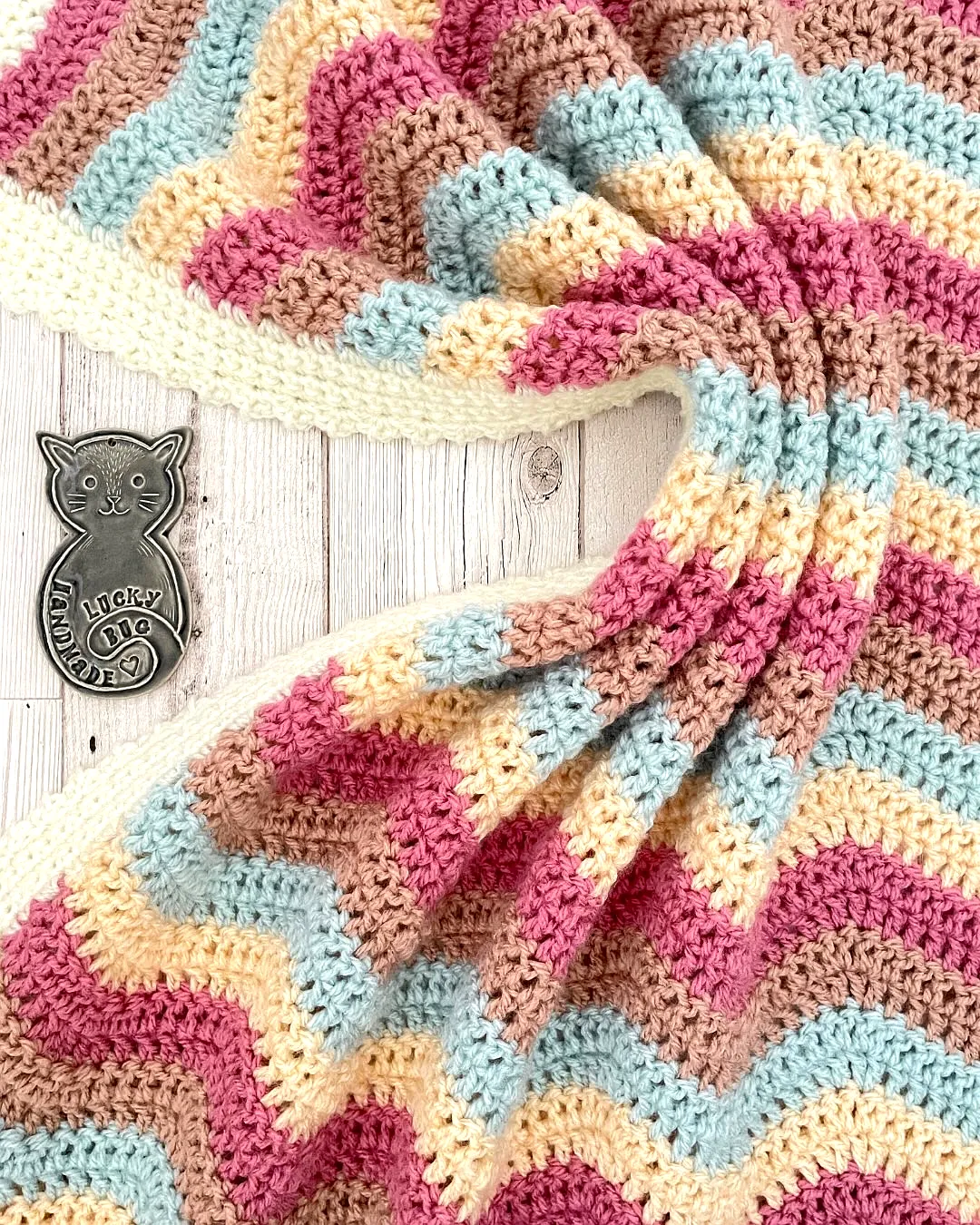 Charming Chevron Crochet Pet Blanket in Soft Pastel Colors