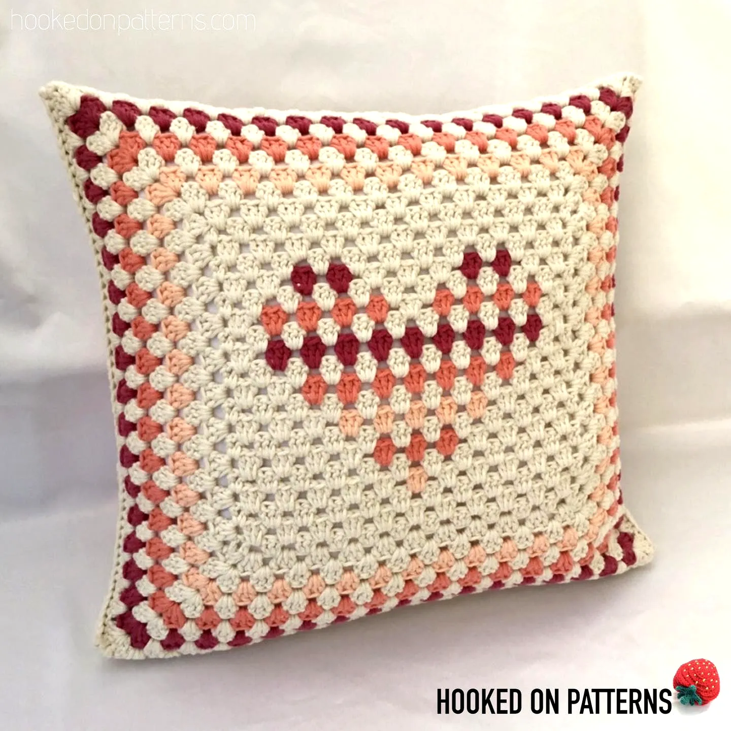 Charming Colorful Heart Crochet Cushion