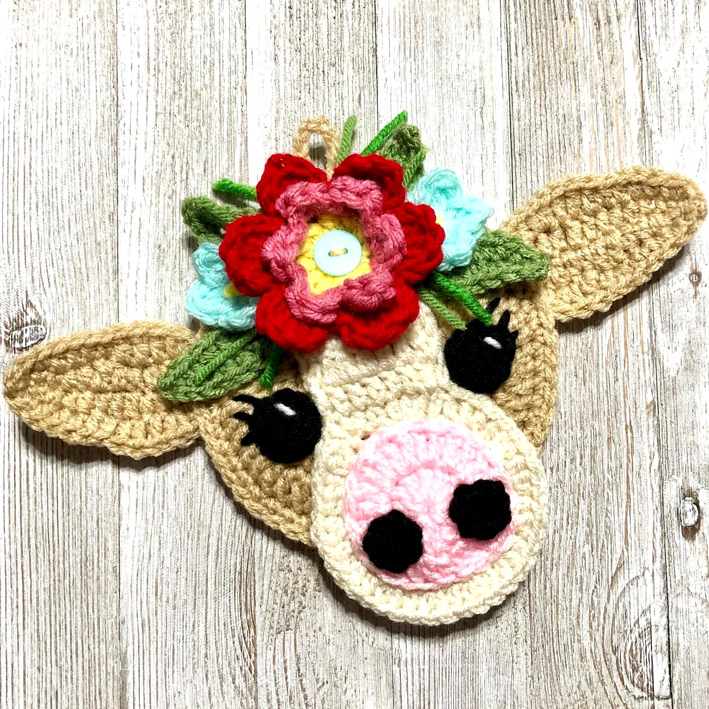 Charming Cow Shaped Crochet Pot Holder in Vibrant Colors