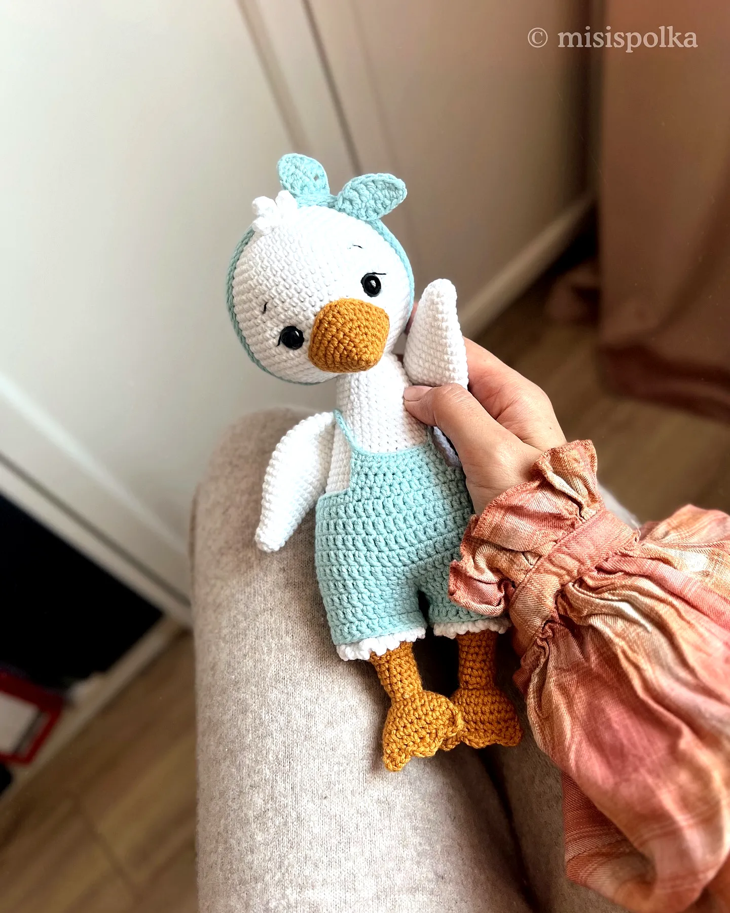 Charming Crochet Amigurumi Duck Toy in Blue and White