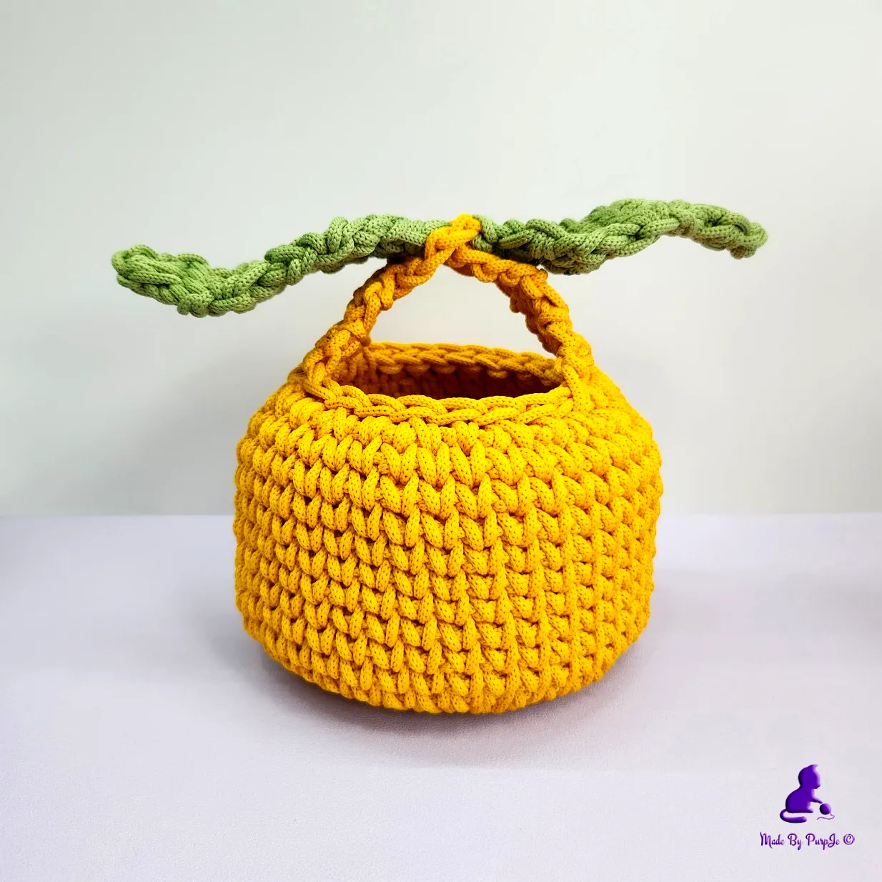 Charming Crochet Basket Organizer in Vibrant Yellow and Green