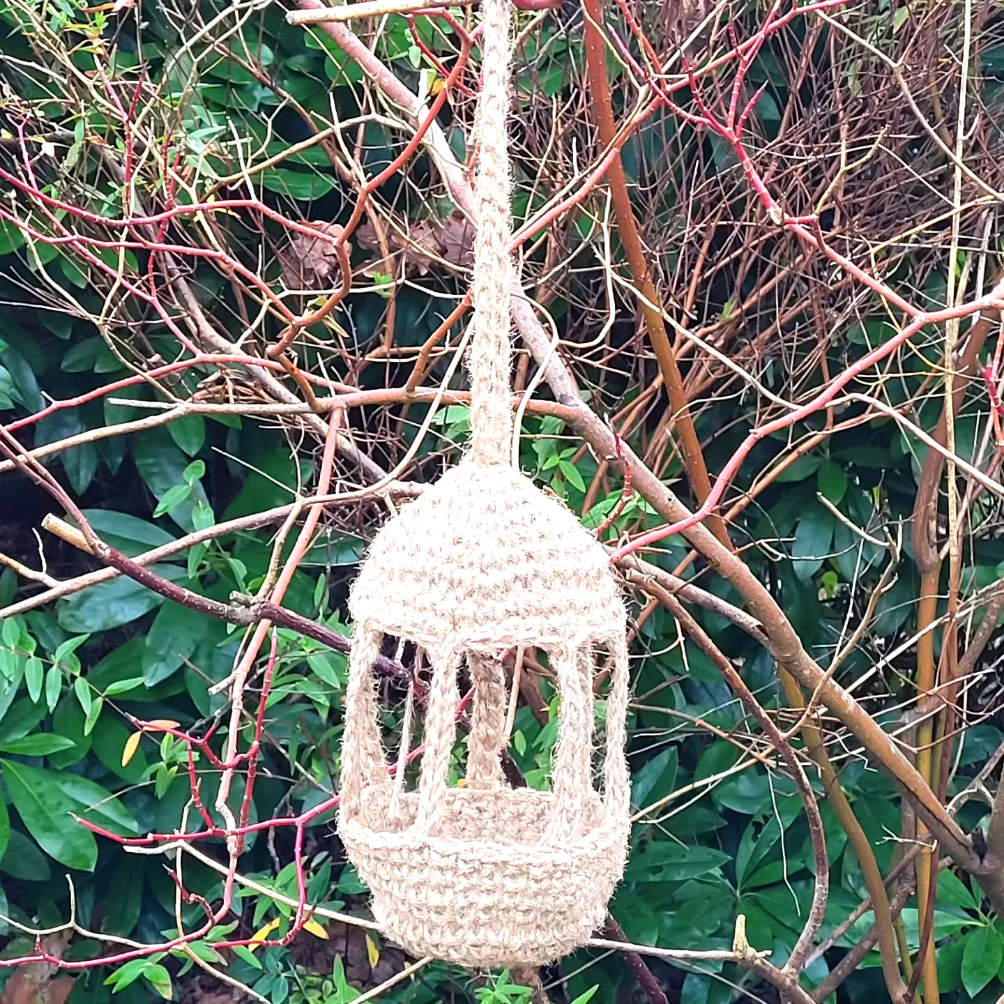 Charming Crochet Bird Feeder in Natural Tan