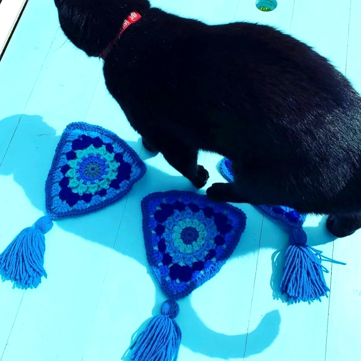 Charming Crochet Bunting in Blue Teal with Playful Tassels