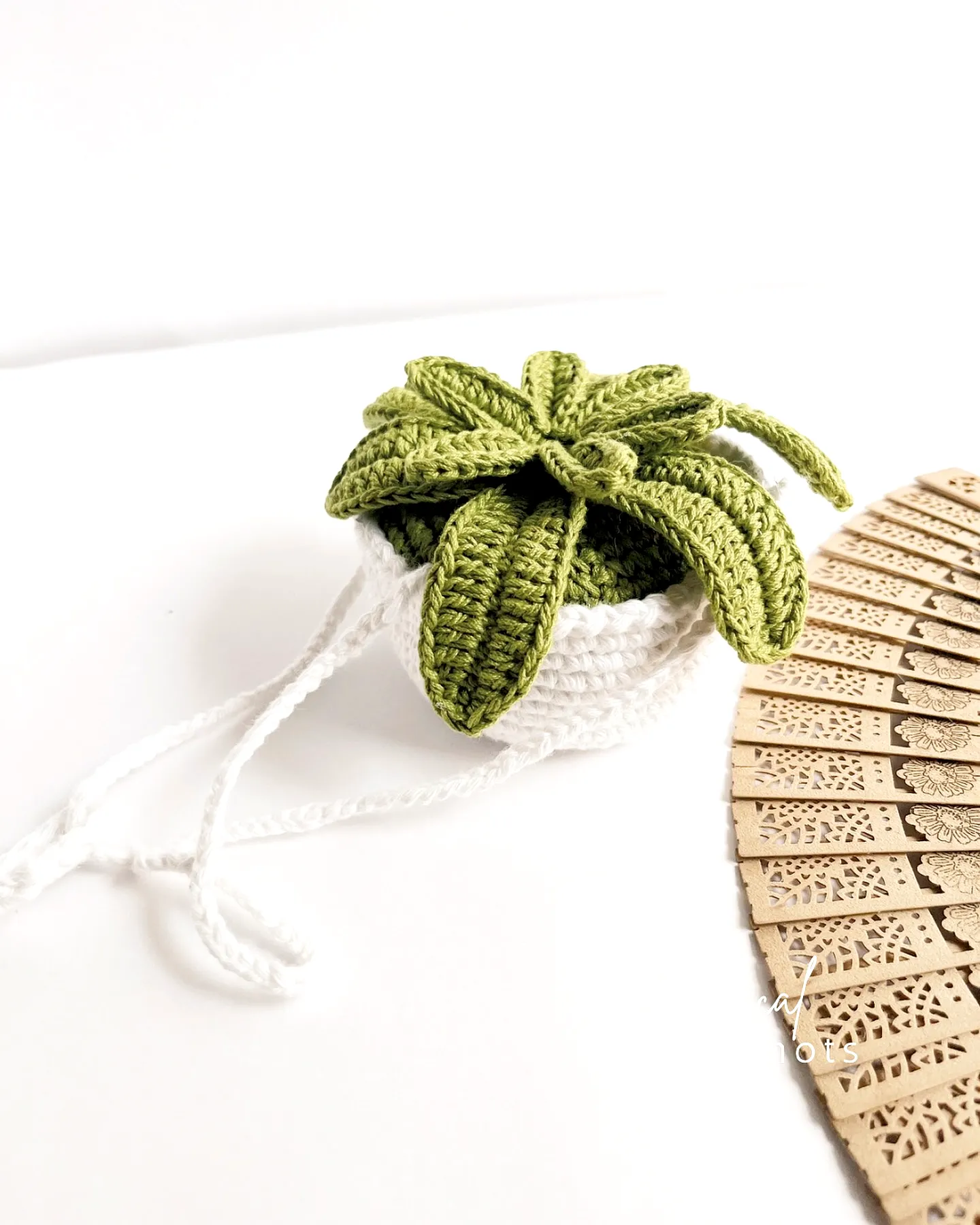 Charming Crochet Cactus in Textured Green and White Pot