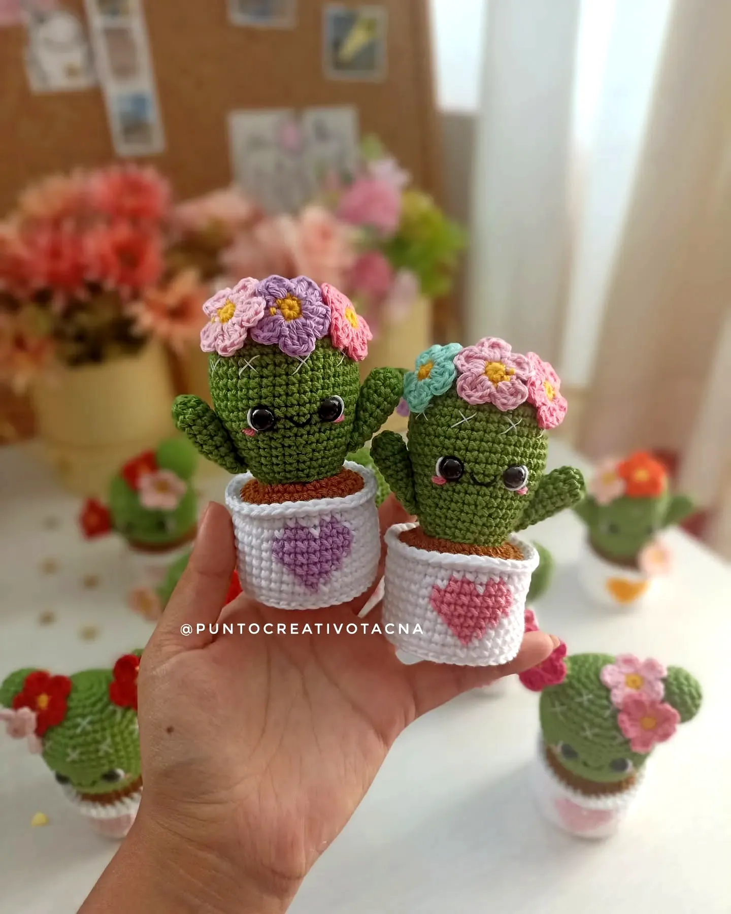 Charming Crochet Cactus in Vibrant Colors with Cute Details