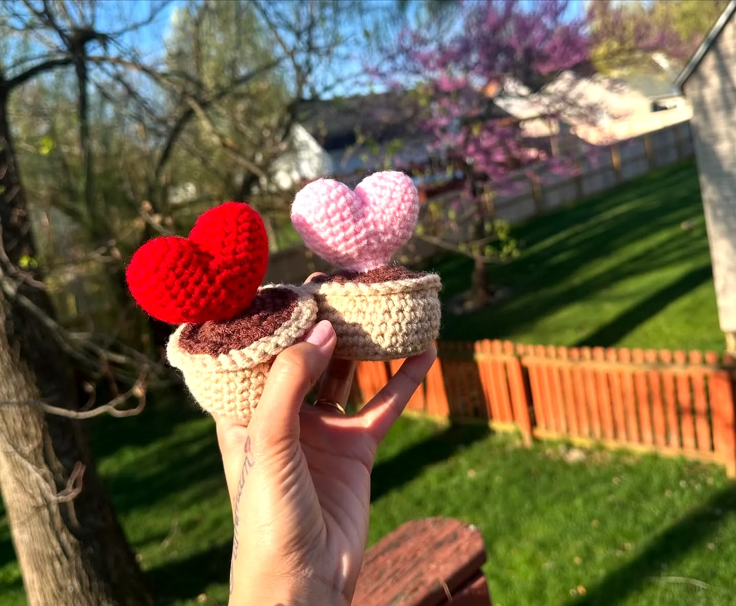 Charming Crochet Cactus with Heart-Shaped Blooms for Home Decor
