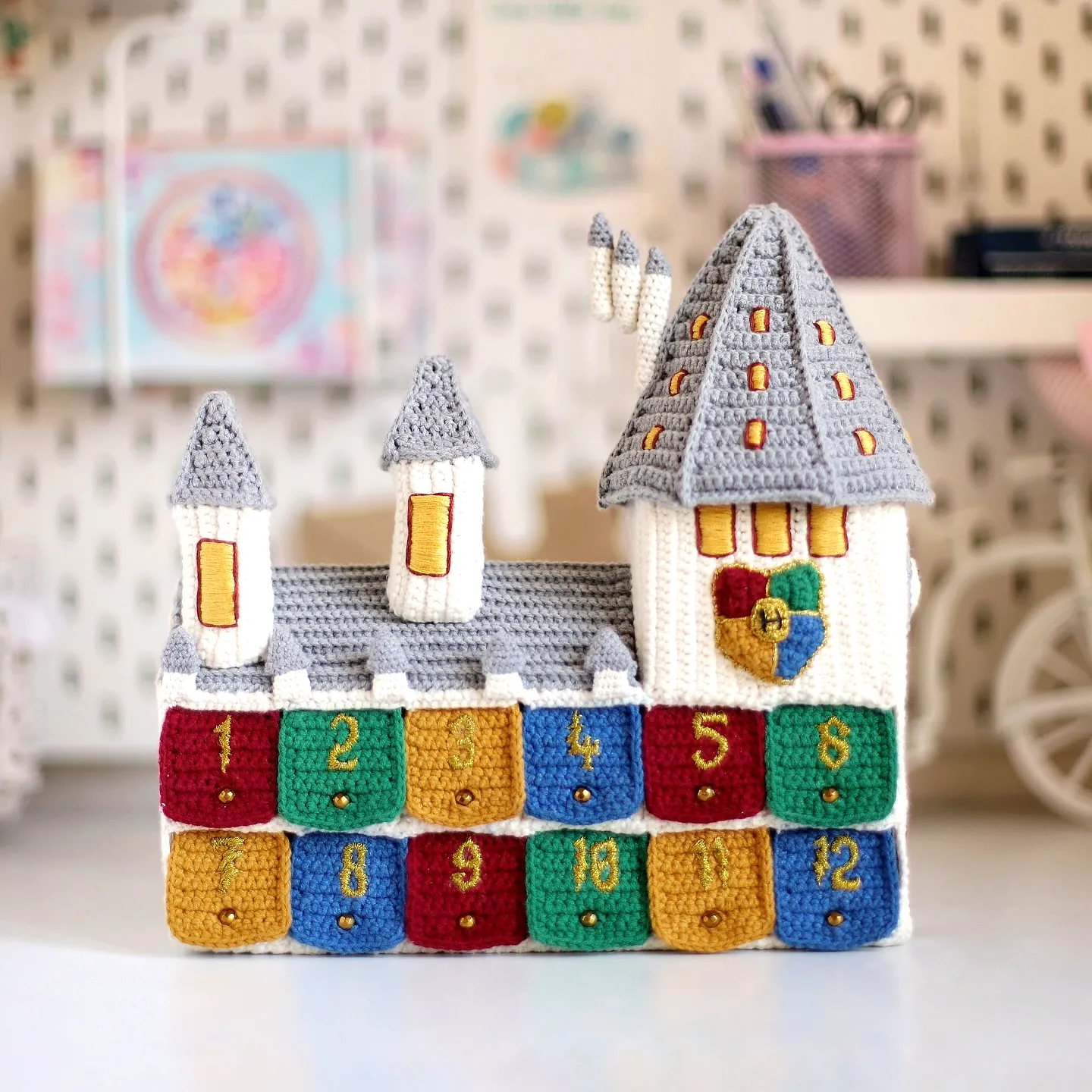 Charming Crochet Castle Advent Calendar in Pastel Colors