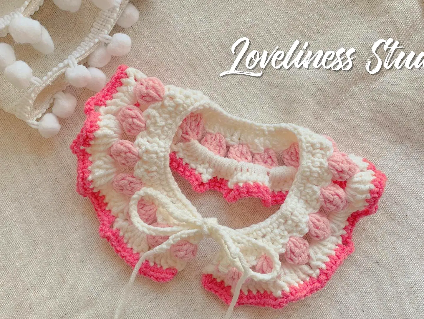 Charming Crochet Cat Collar in Soft Colors for Easy Crafters